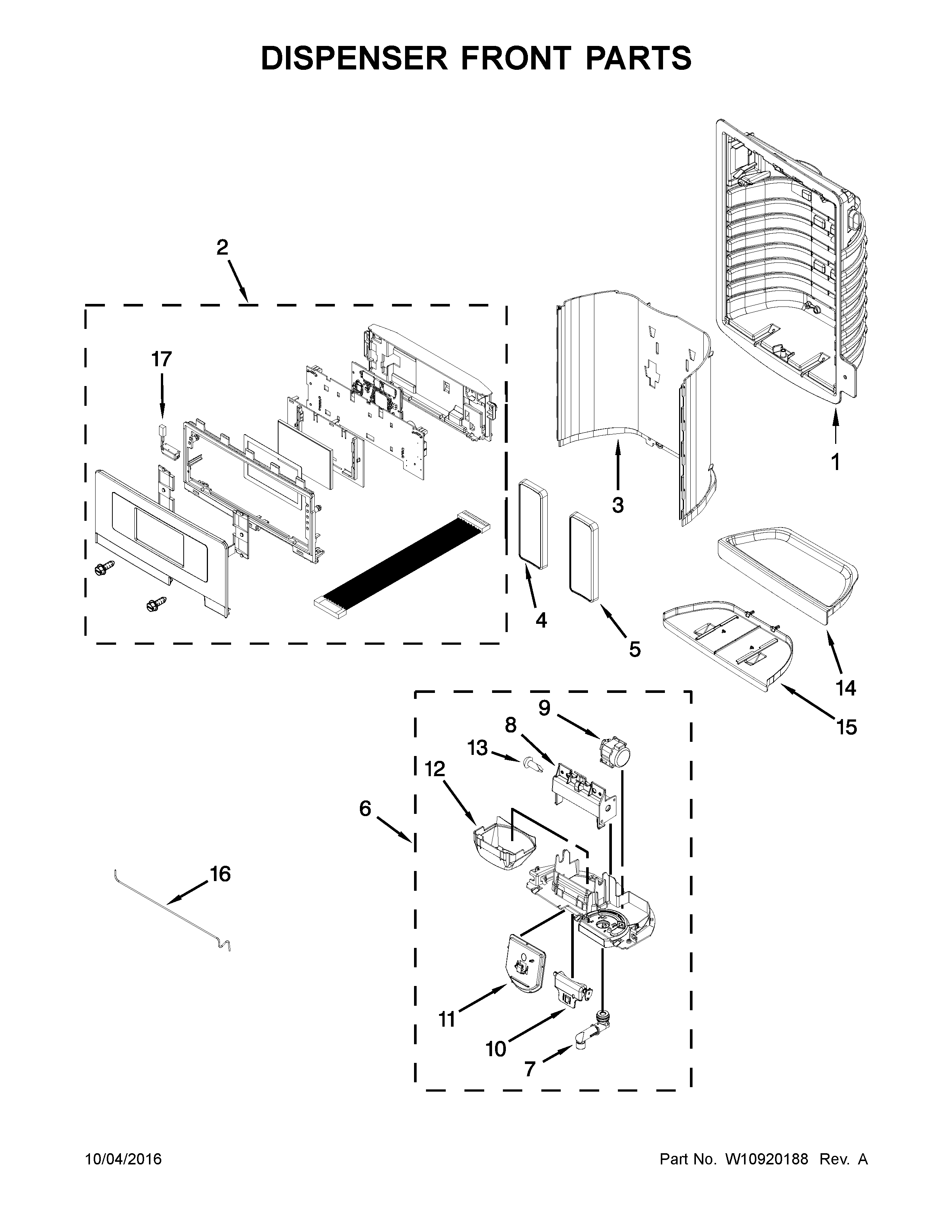 Dispenser front parts