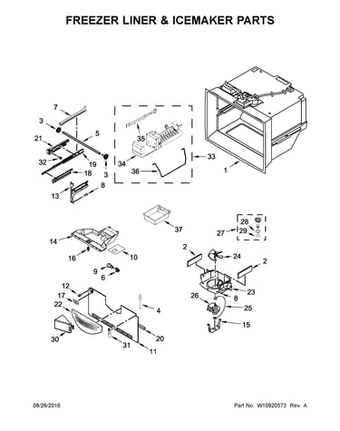 Freezer liner & icemaker parts