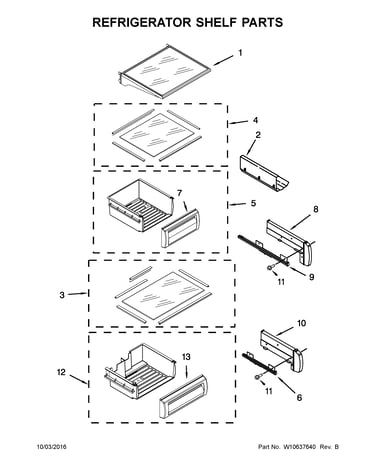 Refrigerator shelf parts