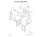 Crosley CAW9352EW2 top and cabinet parts diagram