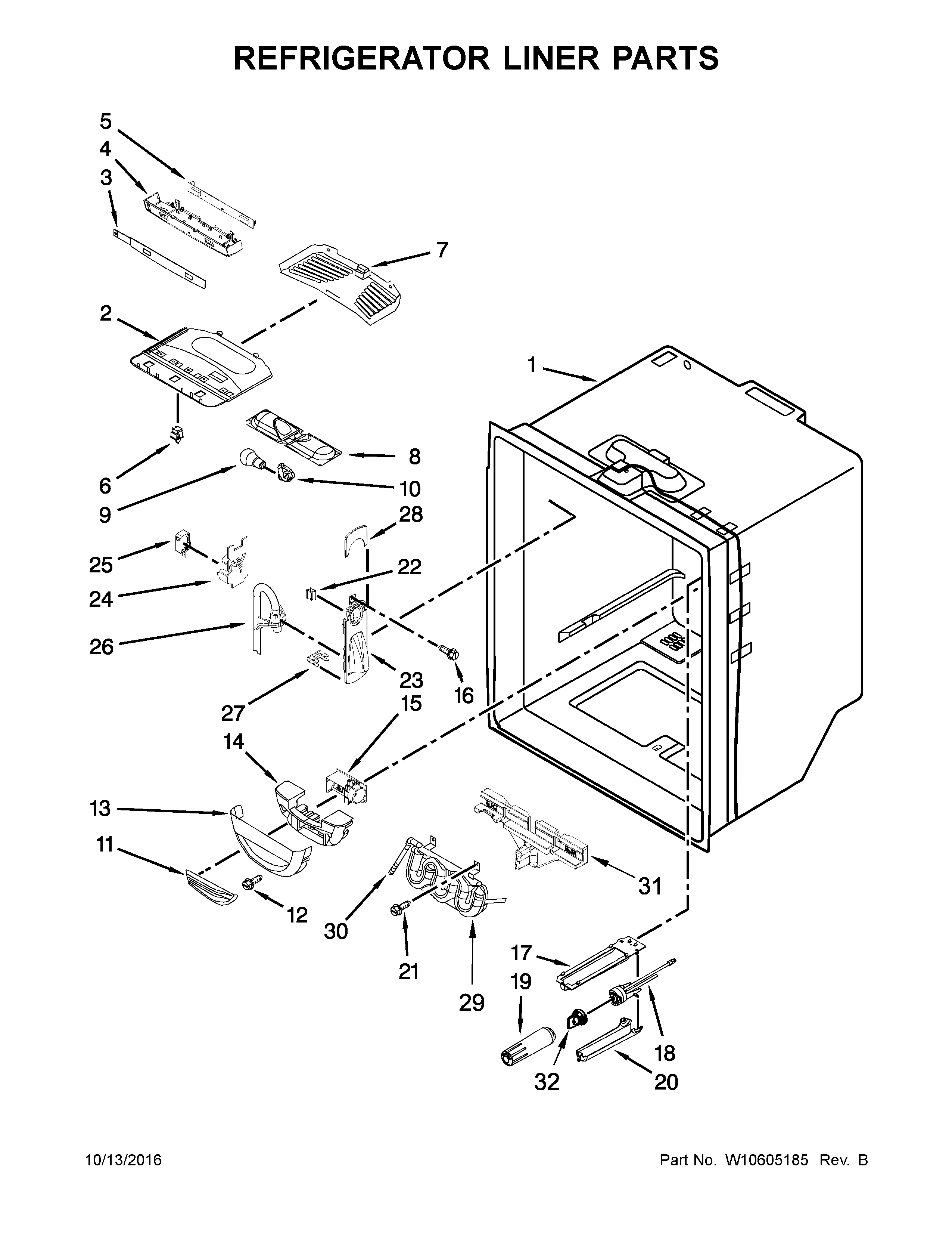 Refrigerator liner parts