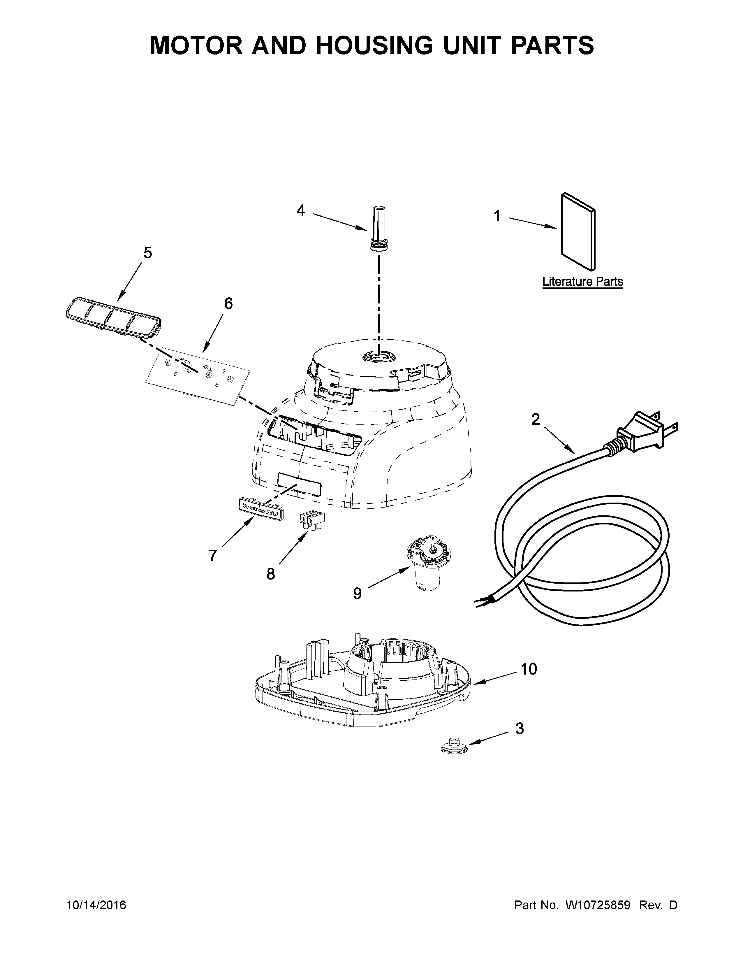 Motor and housing unit parts