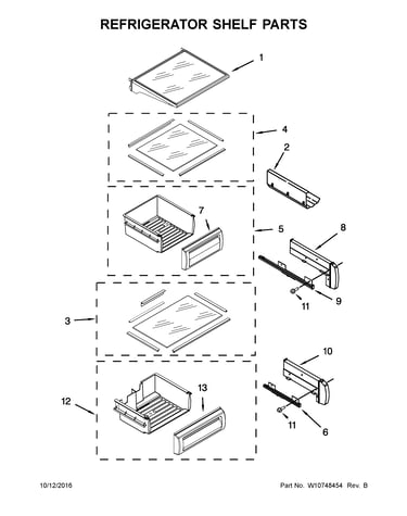 Refrigerator shelf parts