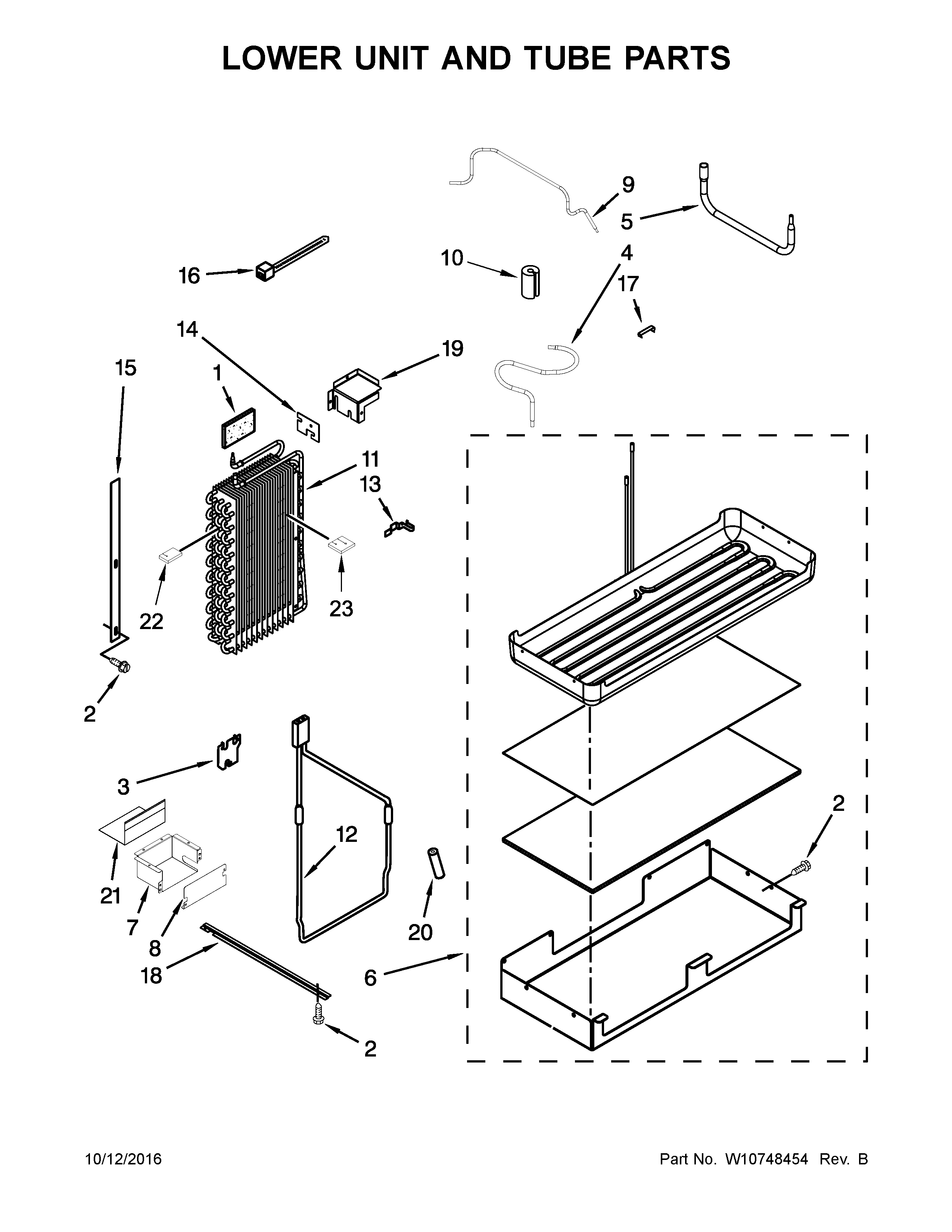 Lower unit and tube parts