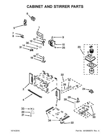 Cabinet and stirrer parts
