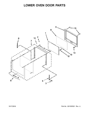 Lower oven door parts