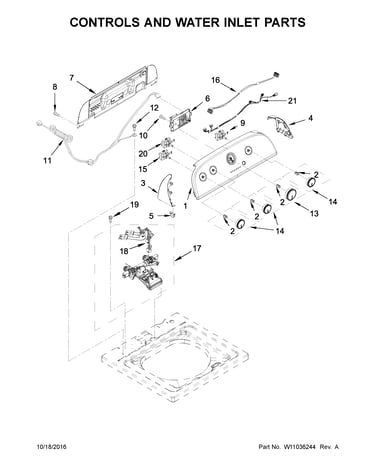Controls and water inlet parts