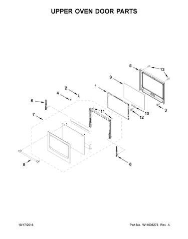 Upper oven door parts