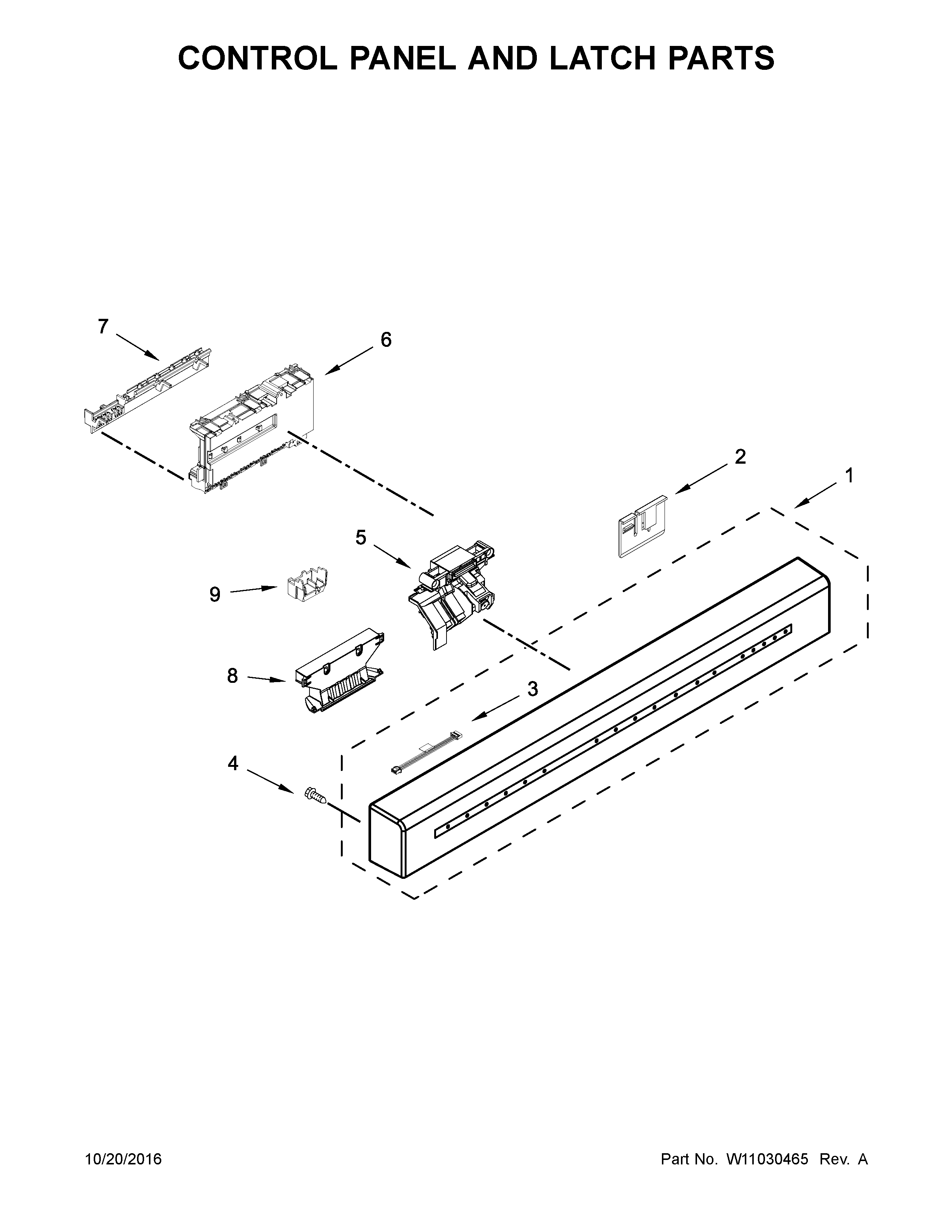 CONTROL PANEL AND LATCH PARTS