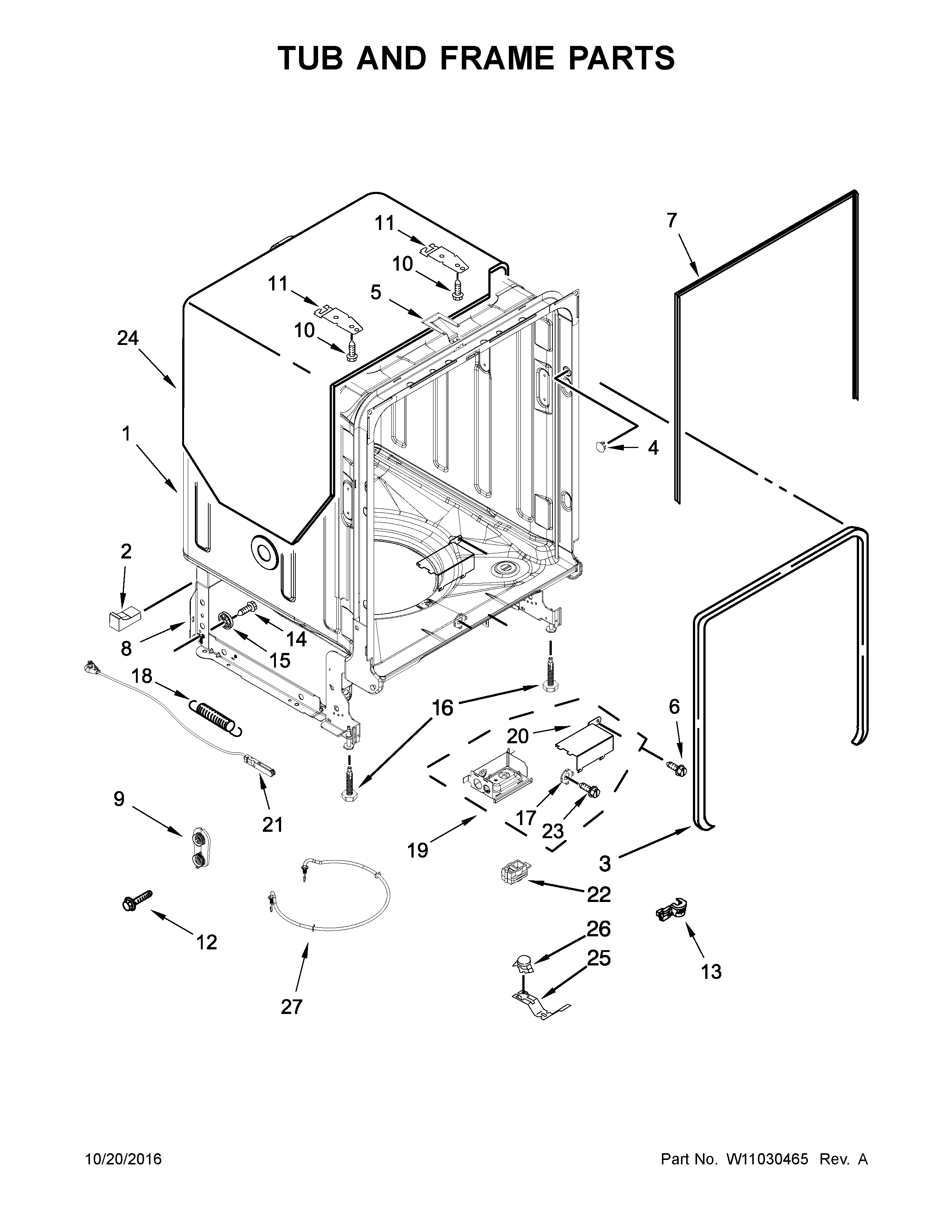 Tub and frame parts