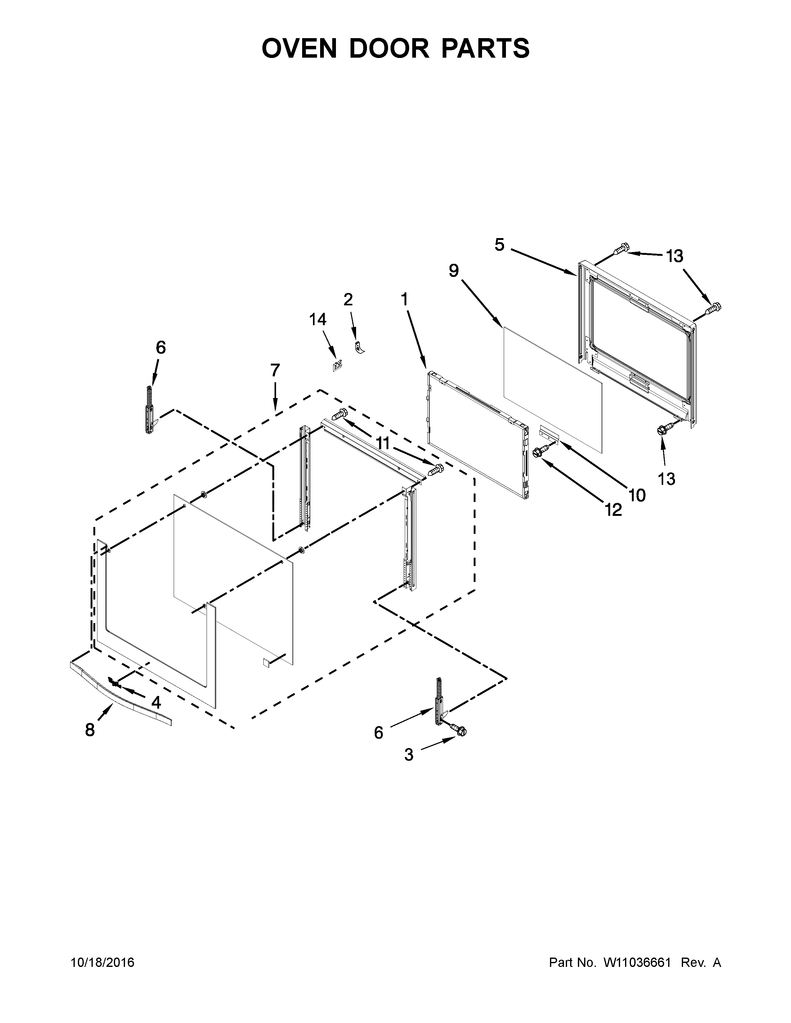 Oven door parts