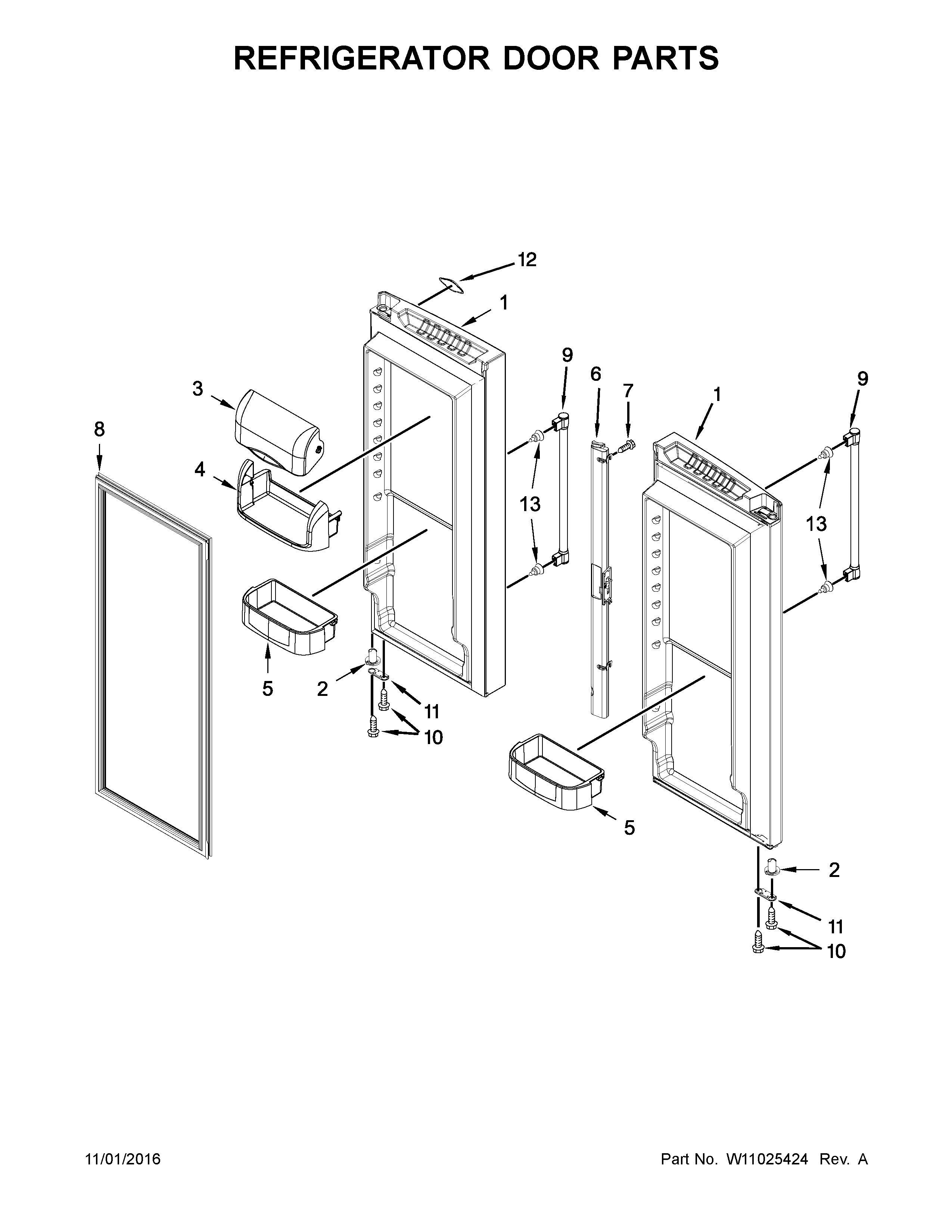 Refrigerator door parts