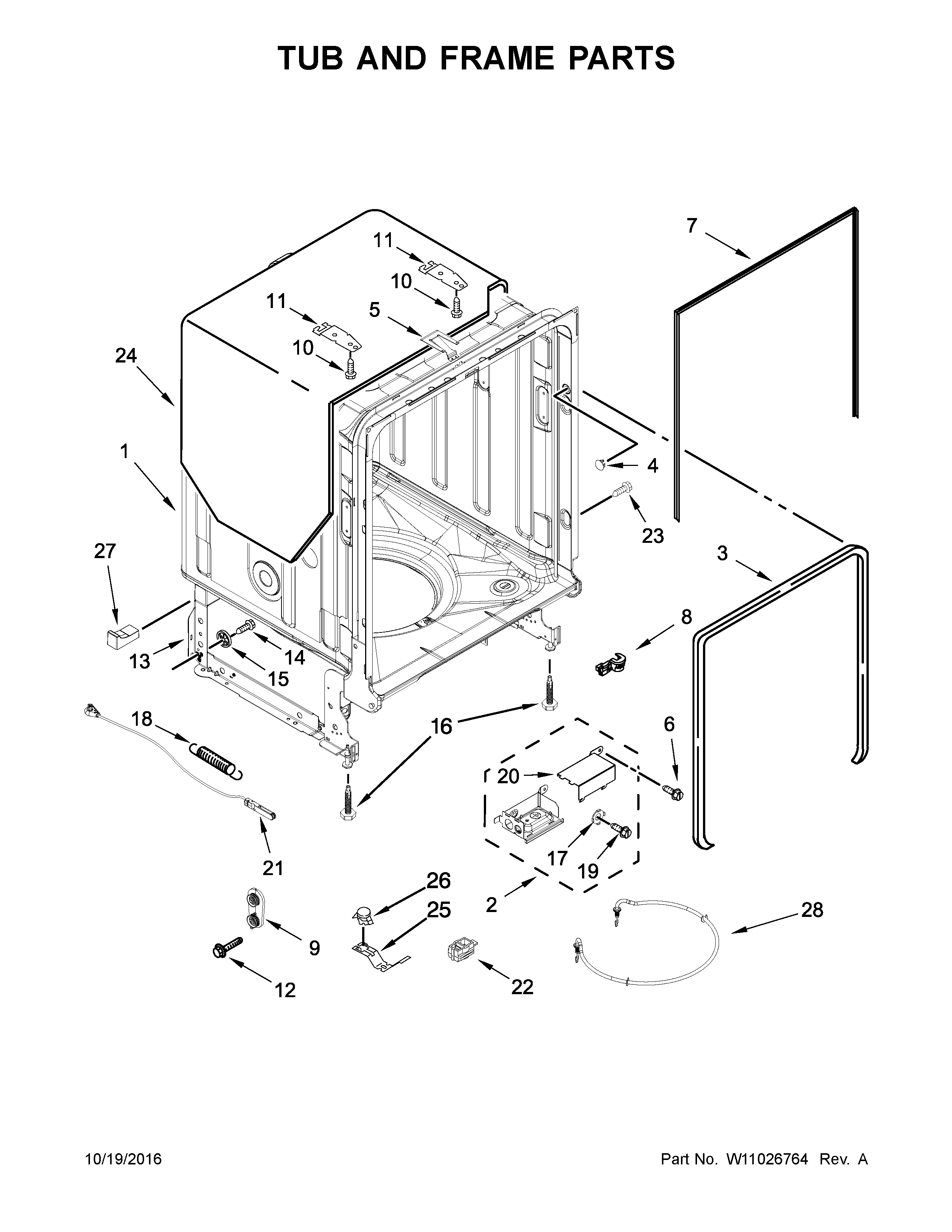 Tub and frame parts