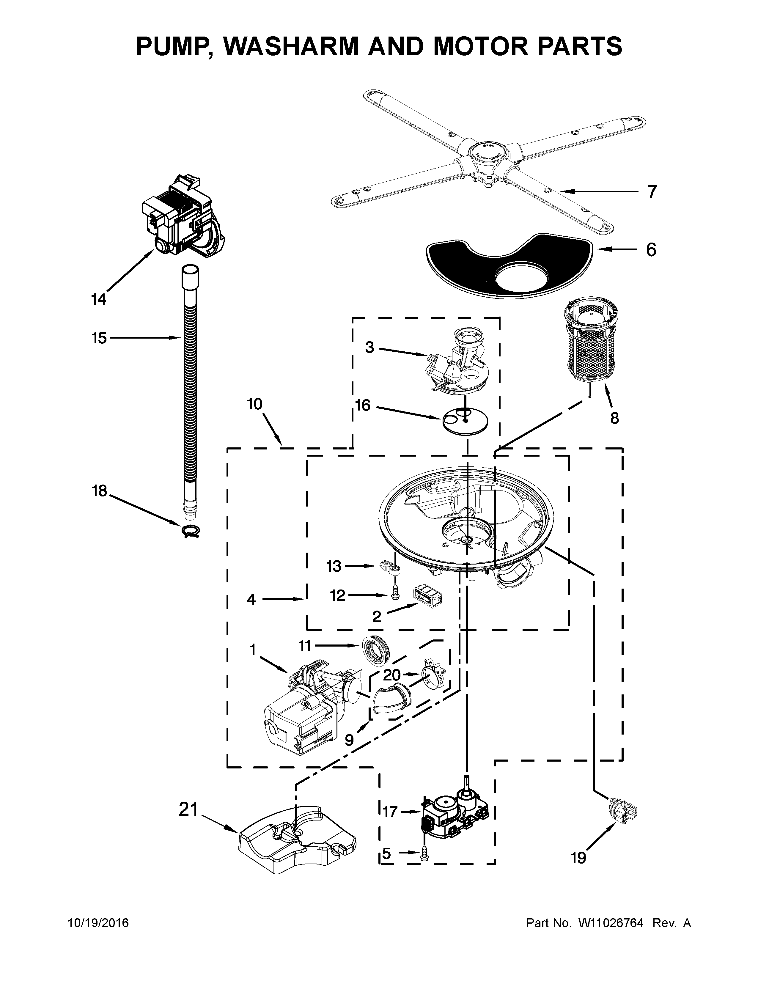 PUMP, WASHARM AND MOTOR PARTS