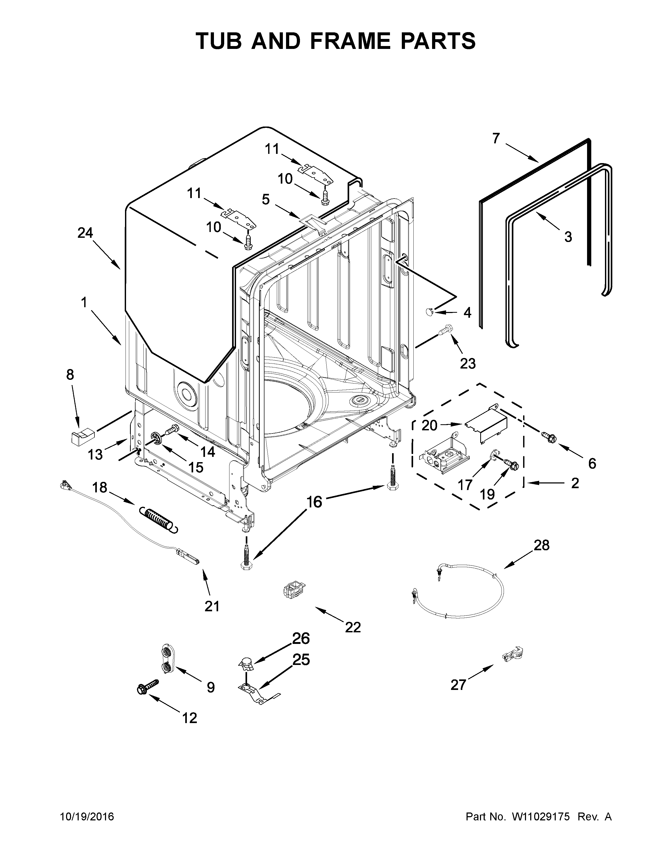 Tub and frame parts
