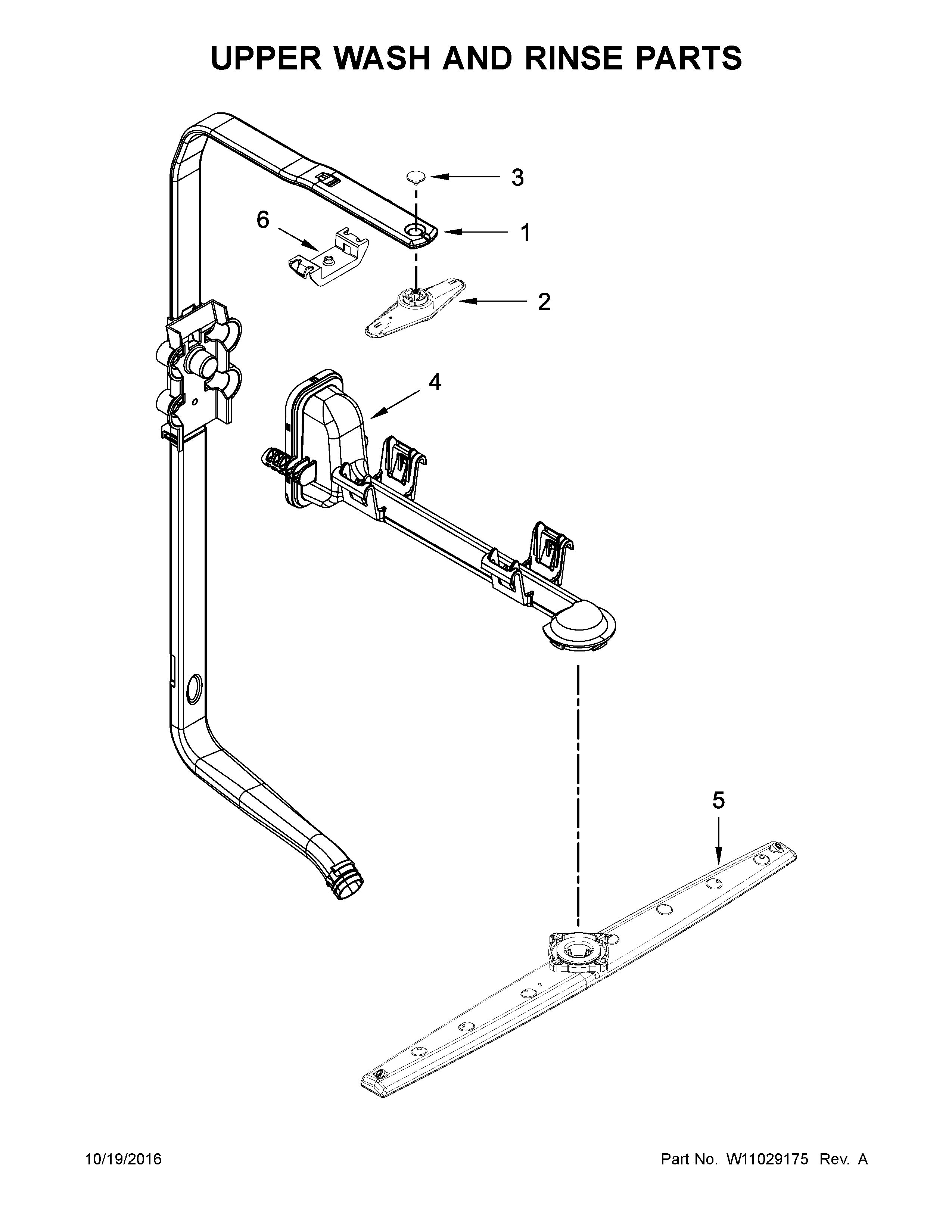 Upper wash and rinse parts
