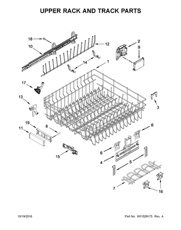 Upper rack and track parts
