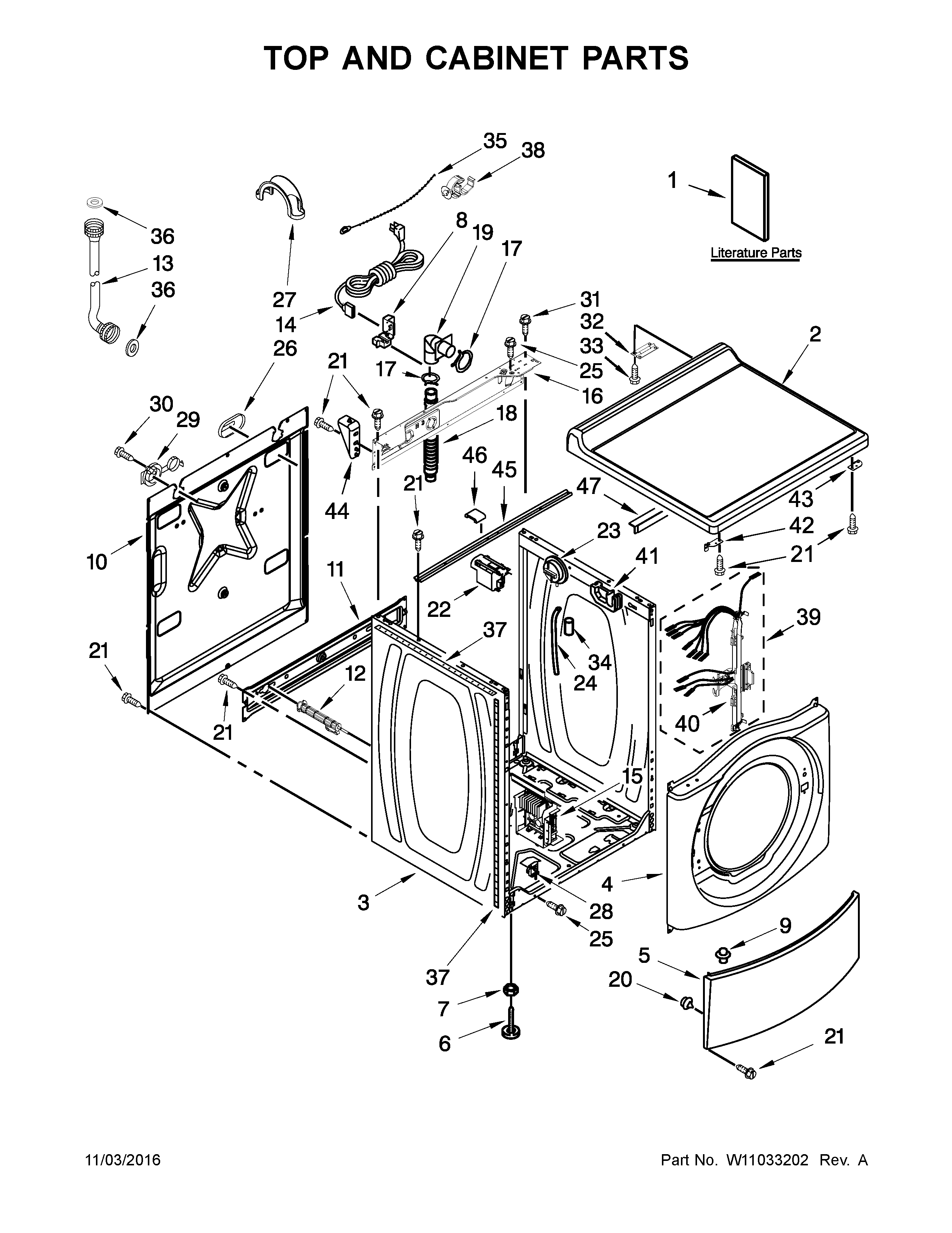 Top and cabinet parts