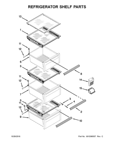 Refrigerator shelf parts