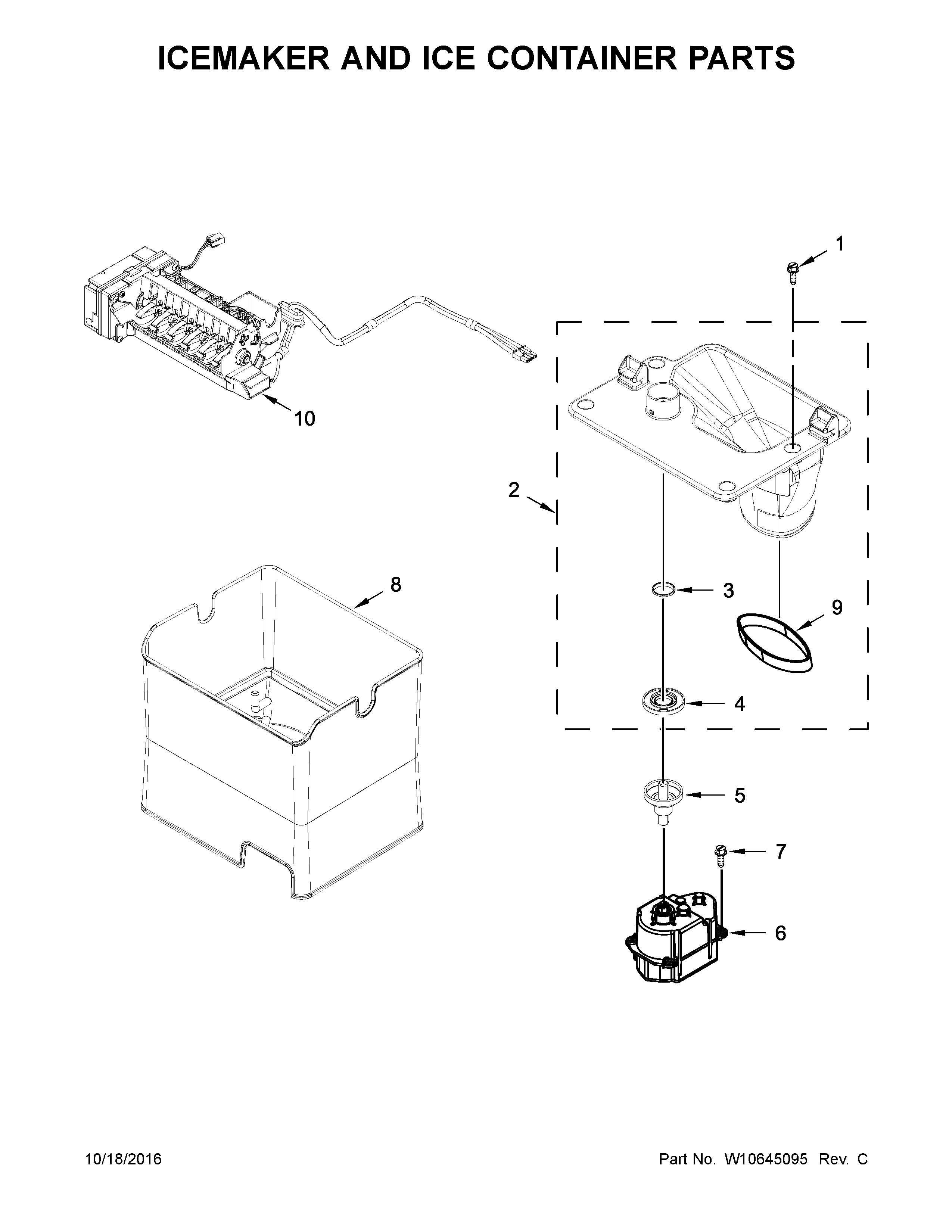 ICEMAKER AND ICE CONTAINER PARTS