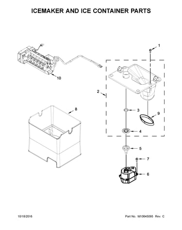 Icemaker and ice container parts