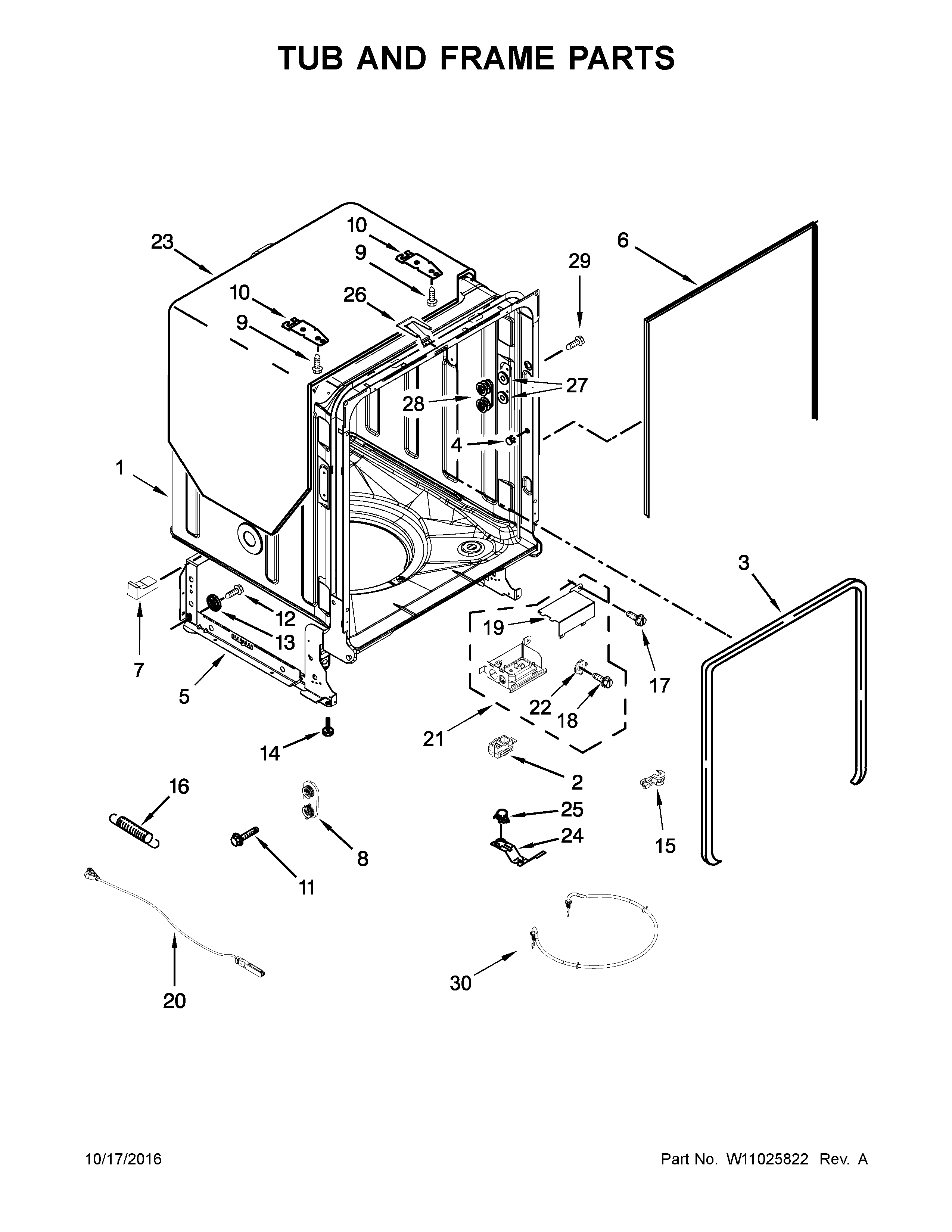 Tub and frame parts