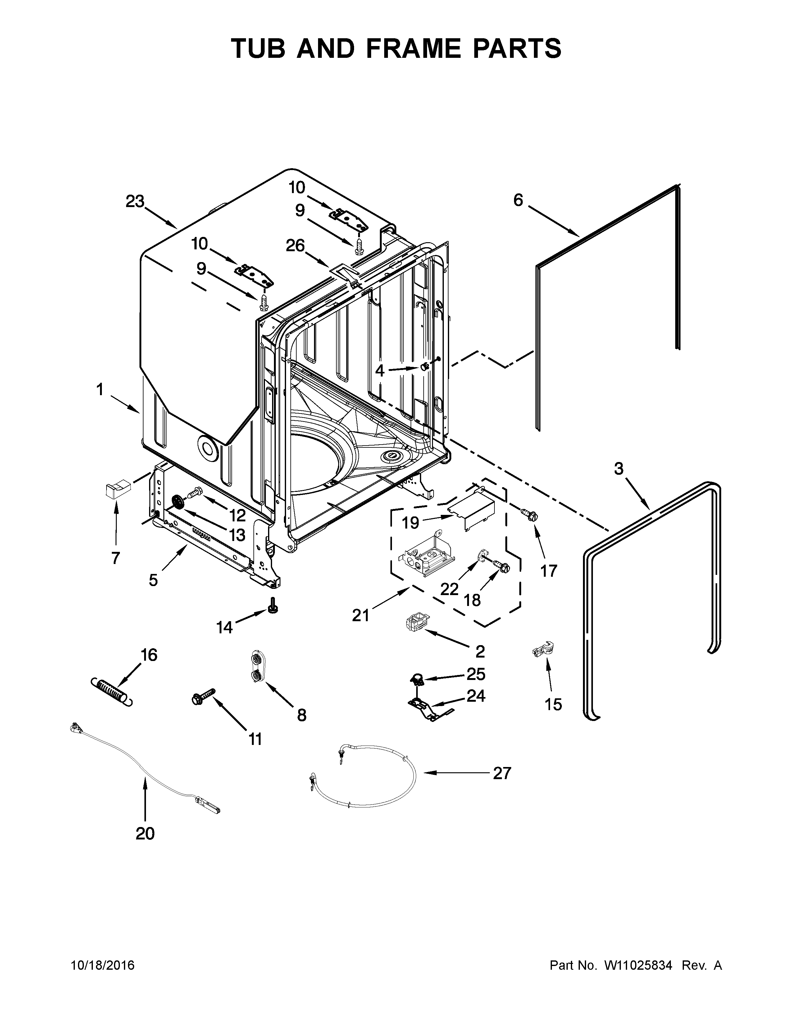 Tub and frame parts