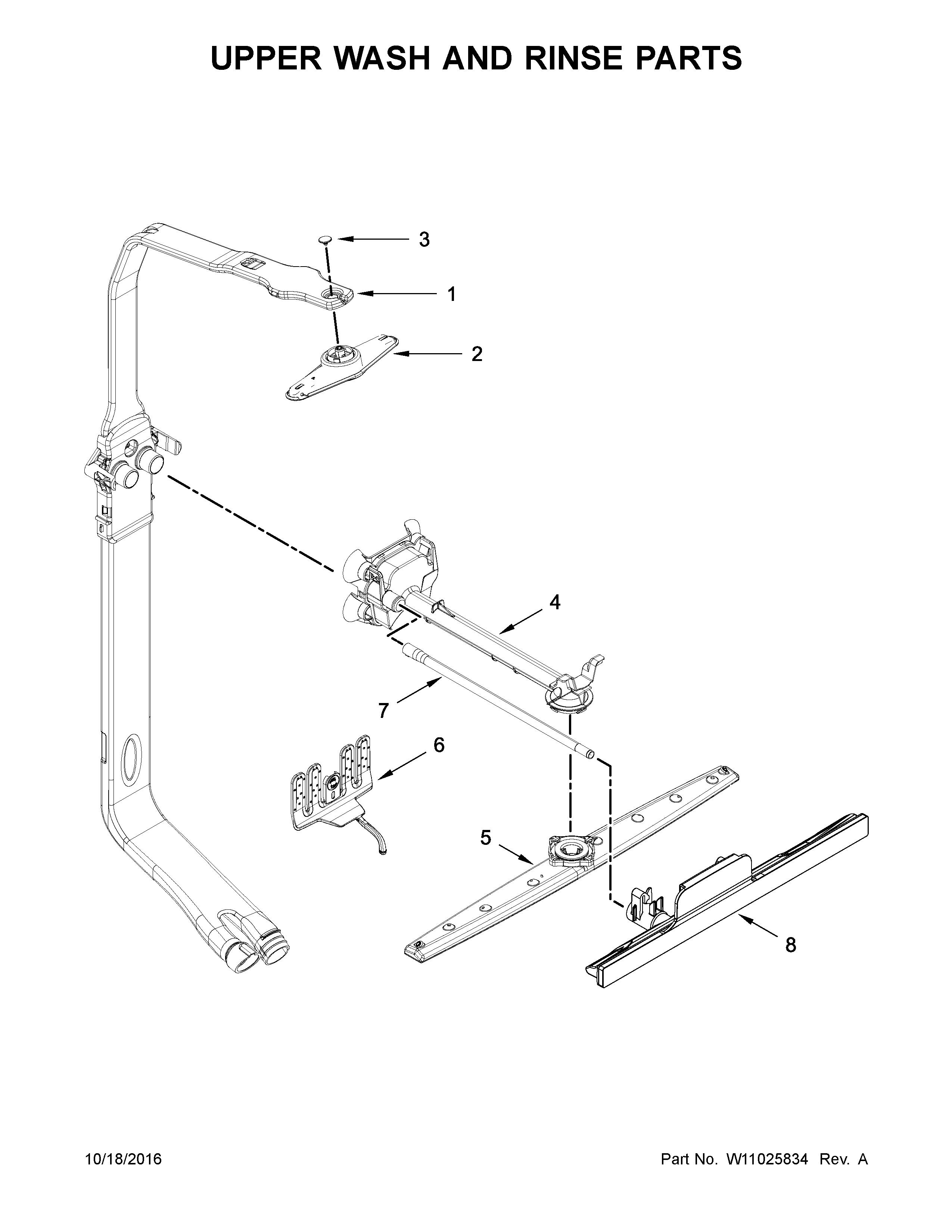 Upper wash and rinse parts
