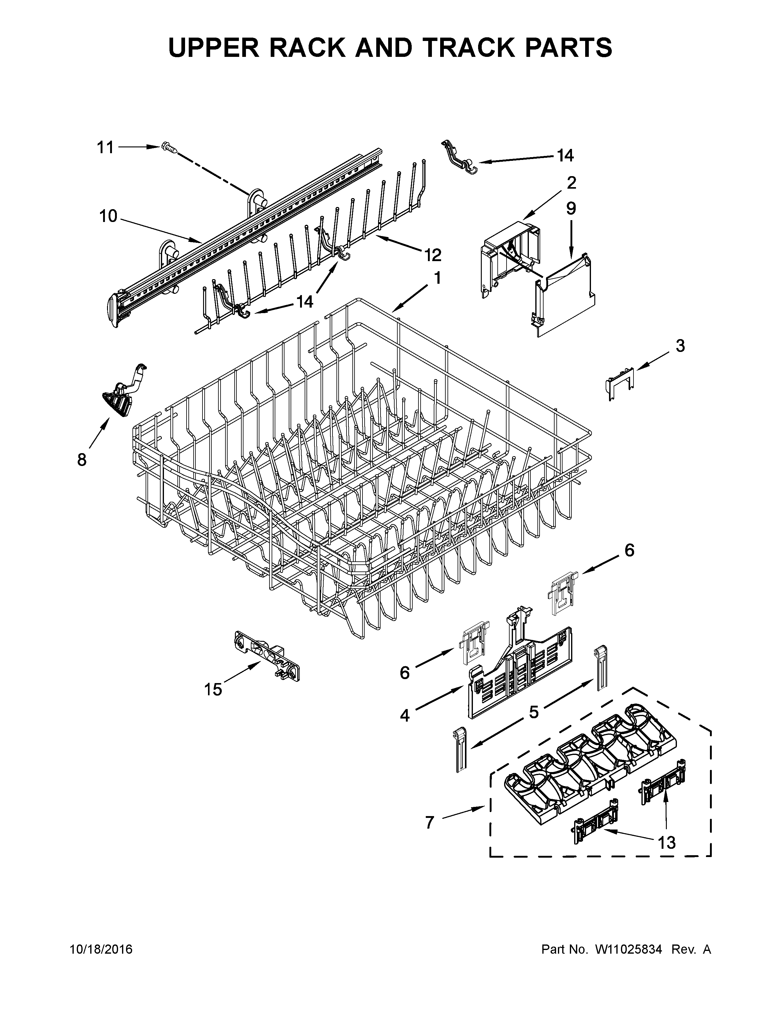 Upper rack and track parts