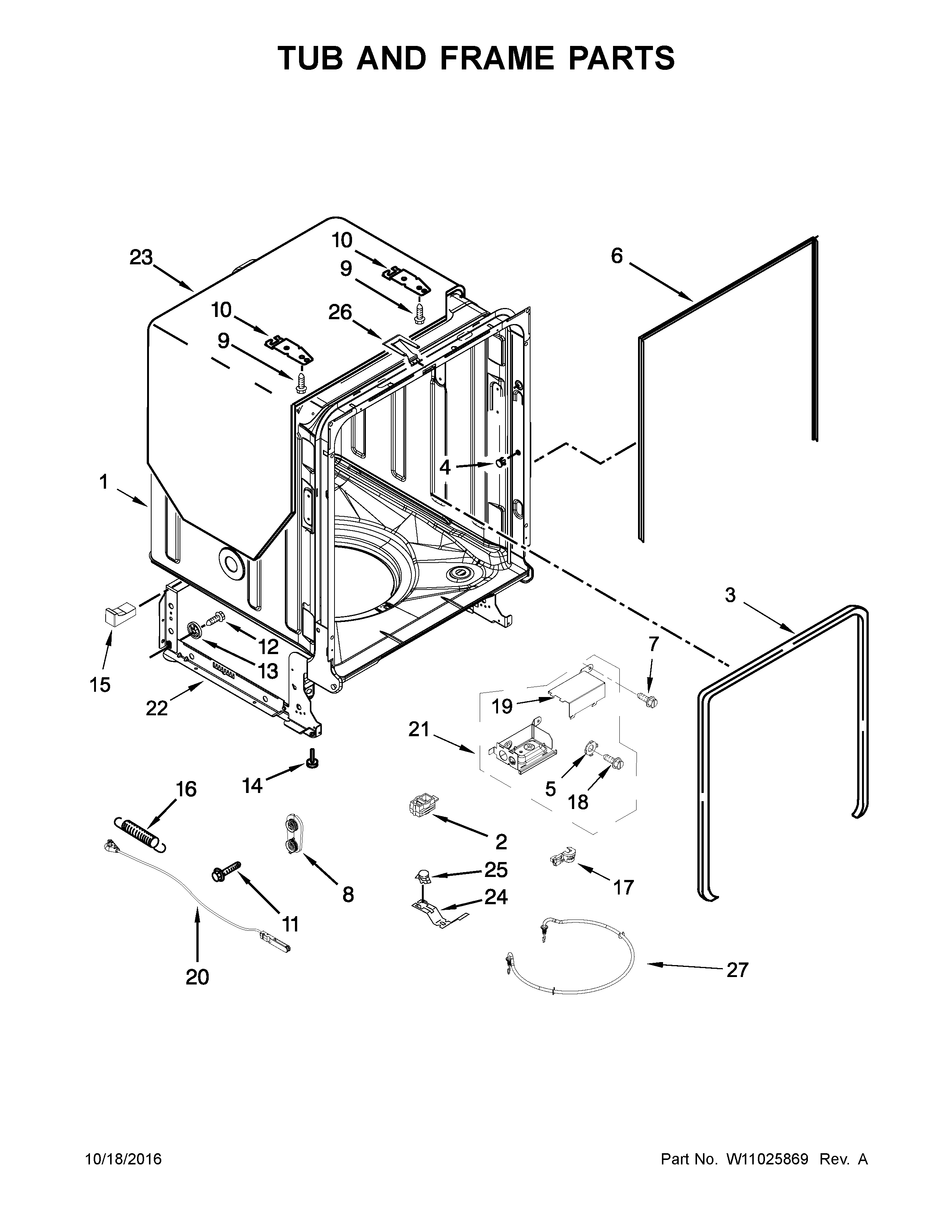 TUB AND FRAME PARTS