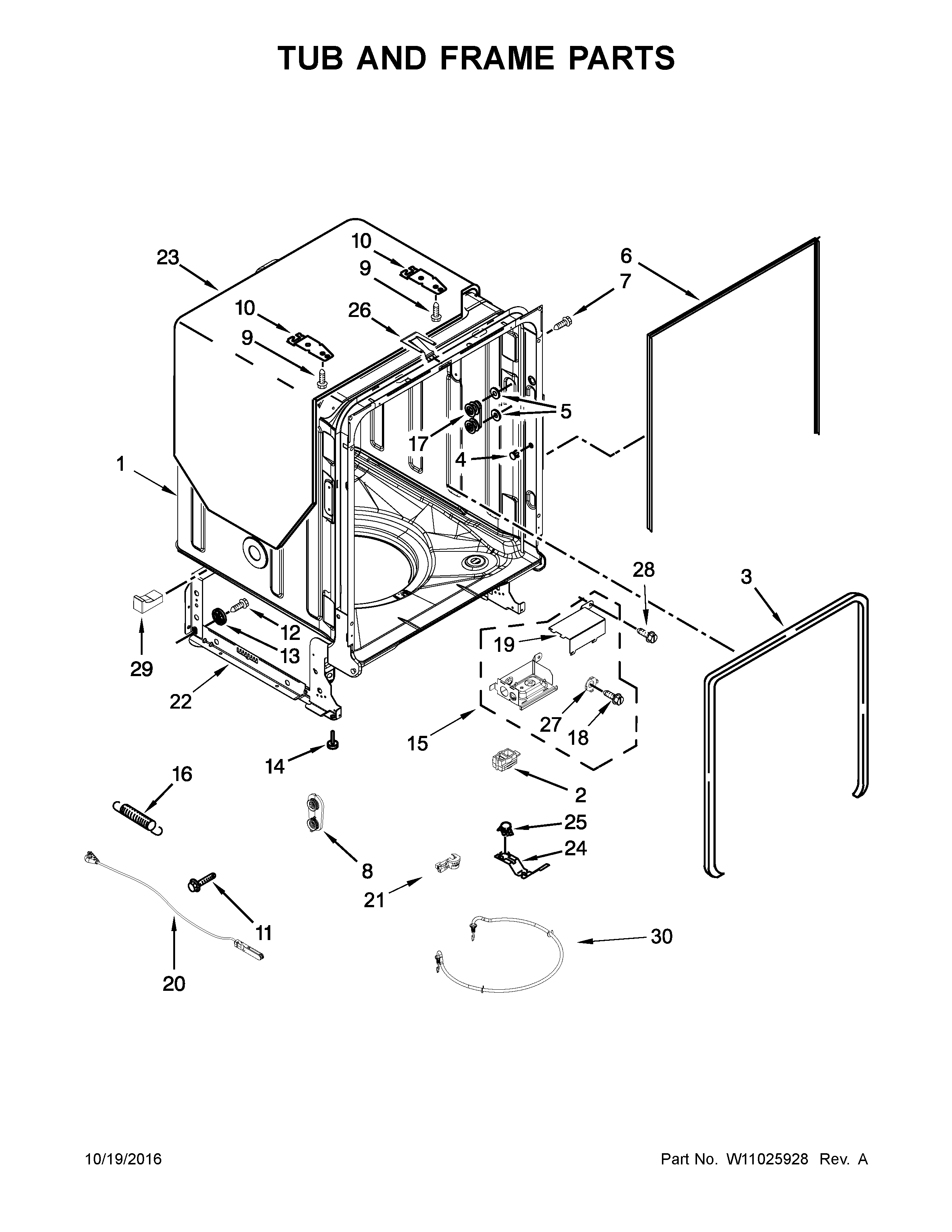 Tub and frame parts
