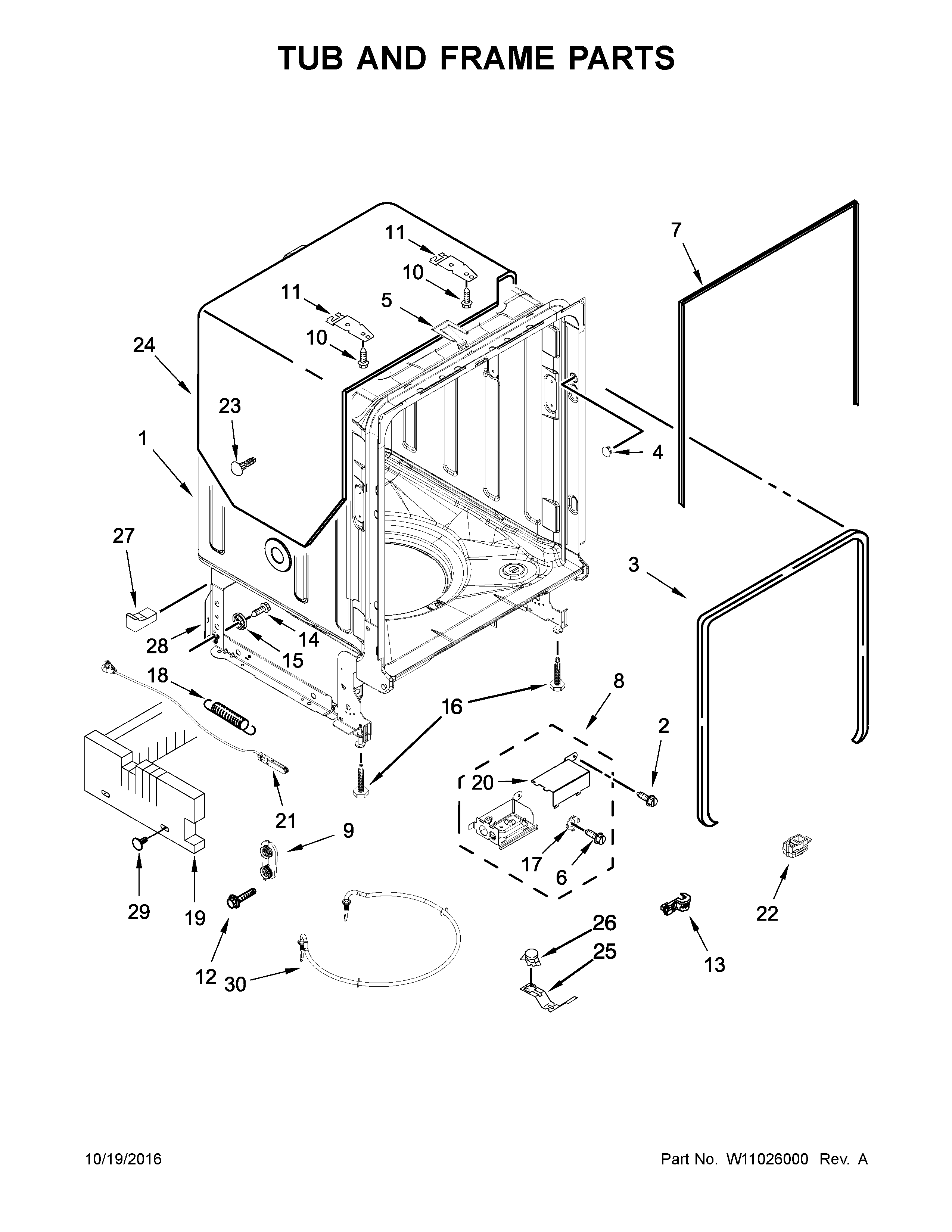 Tub and frame parts