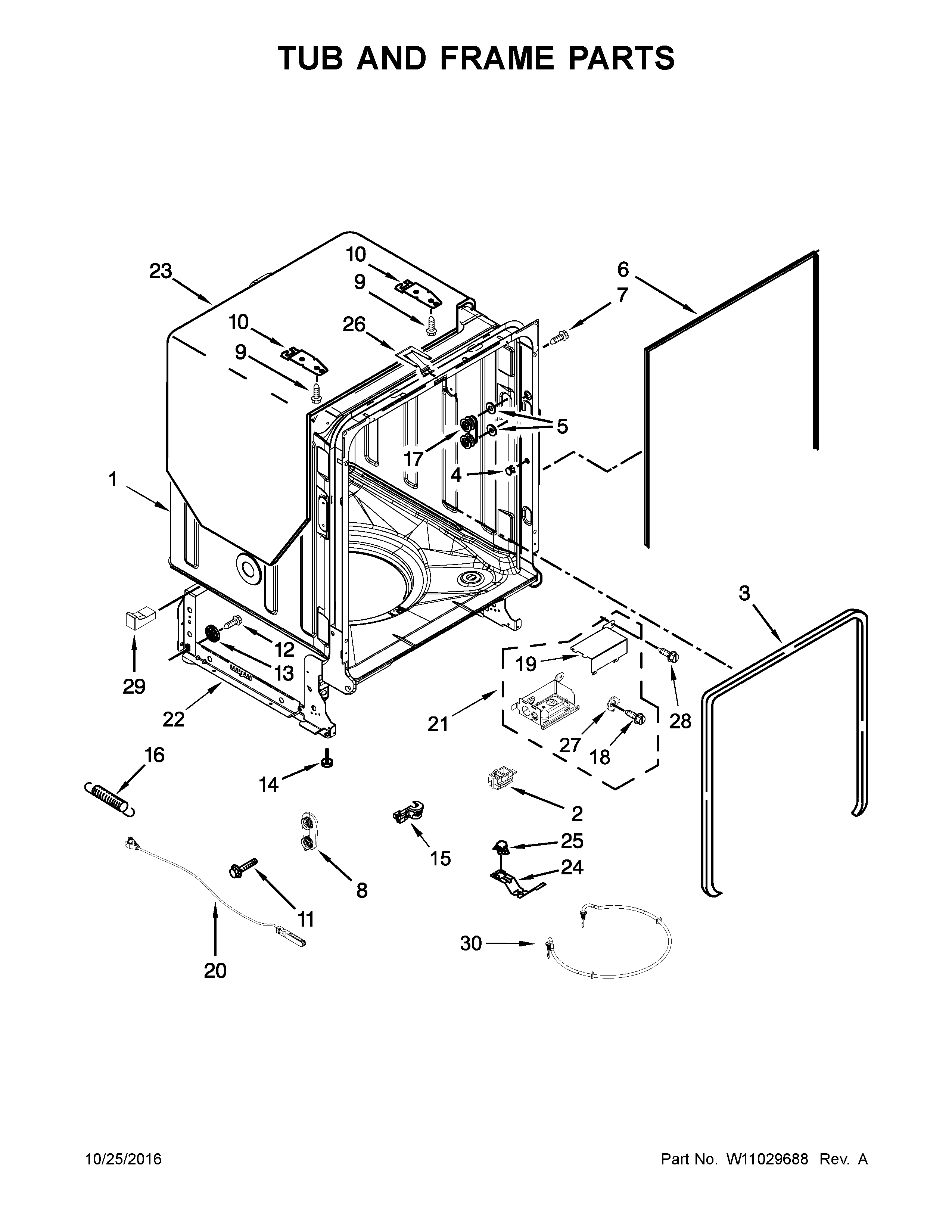 Tub and frame parts