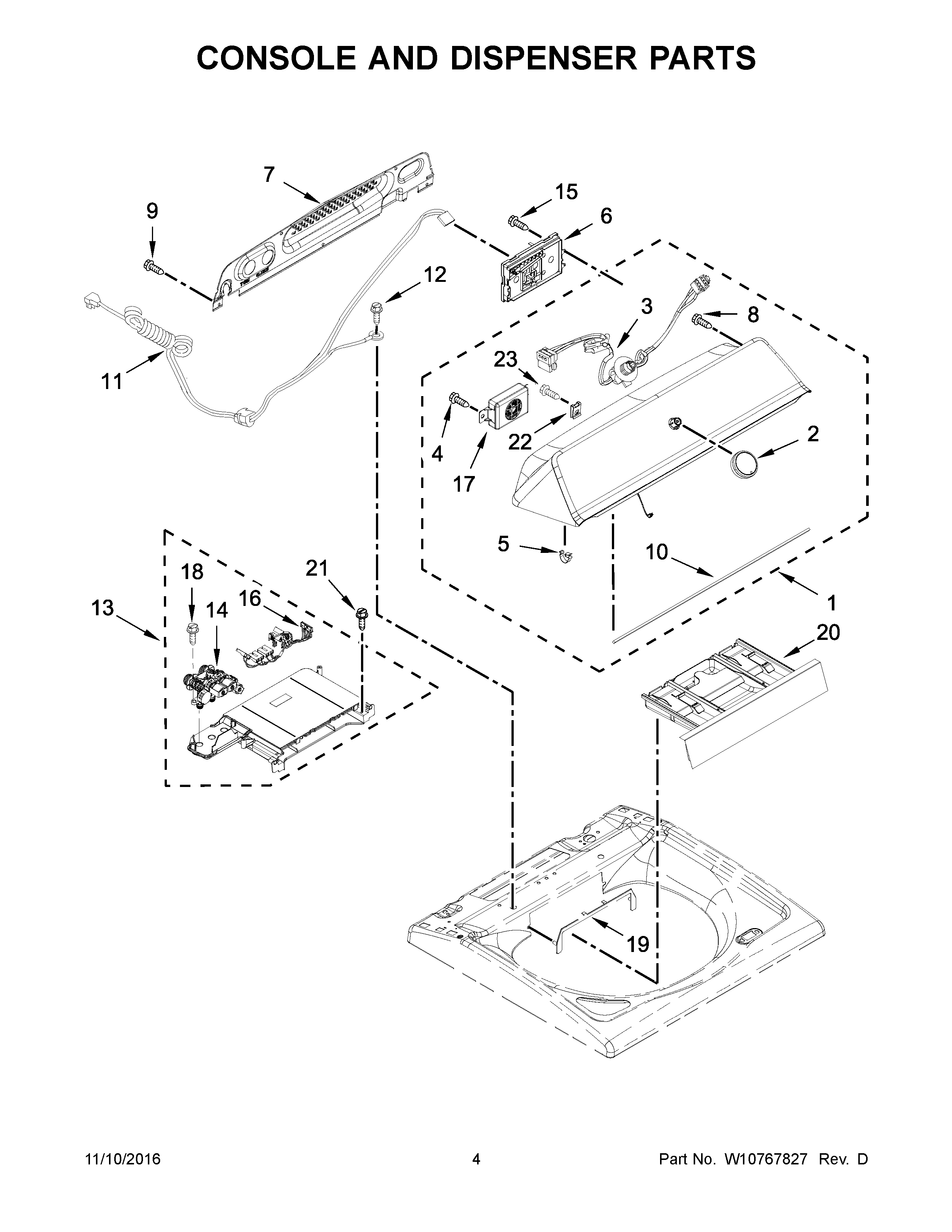 Console and dispenser parts