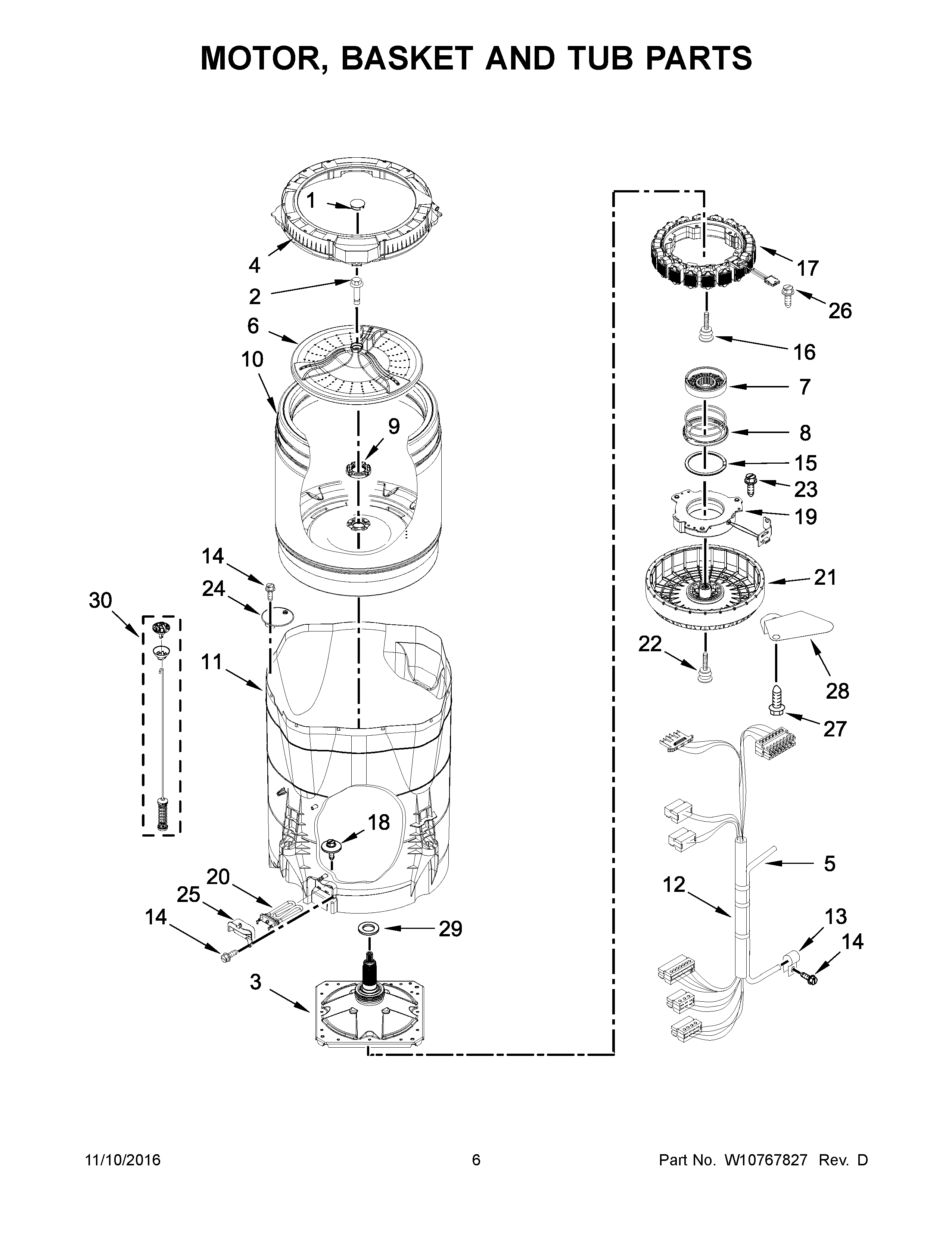 Motor, basket and tub parts