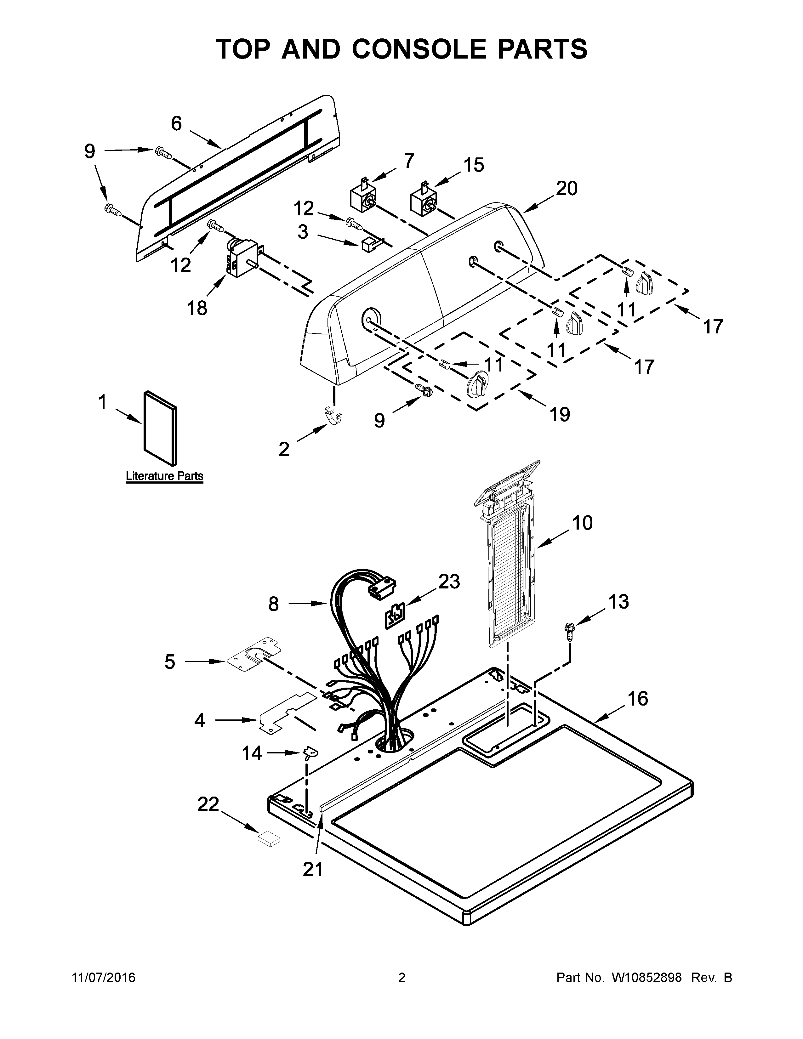 Top and console parts