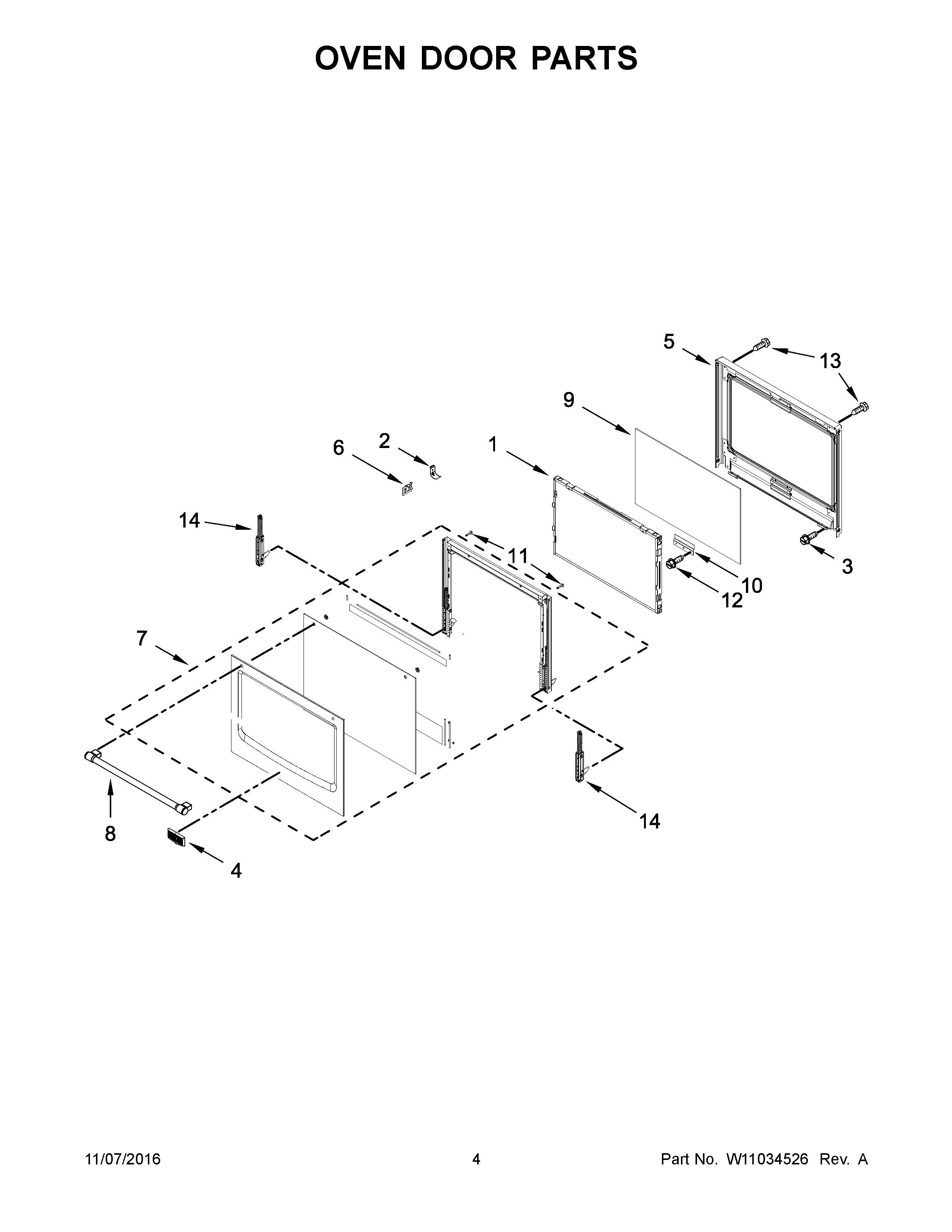 Oven door parts