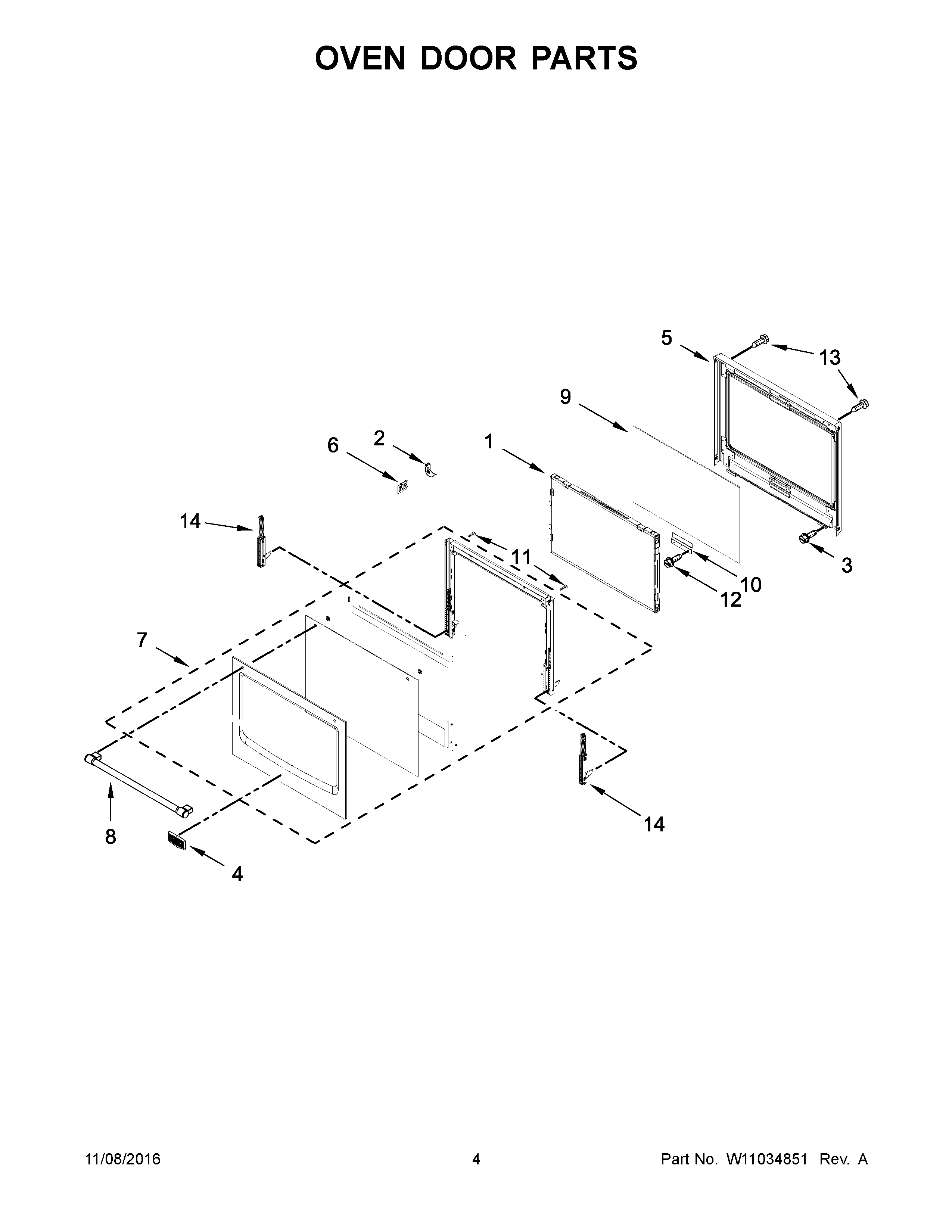 Oven door parts