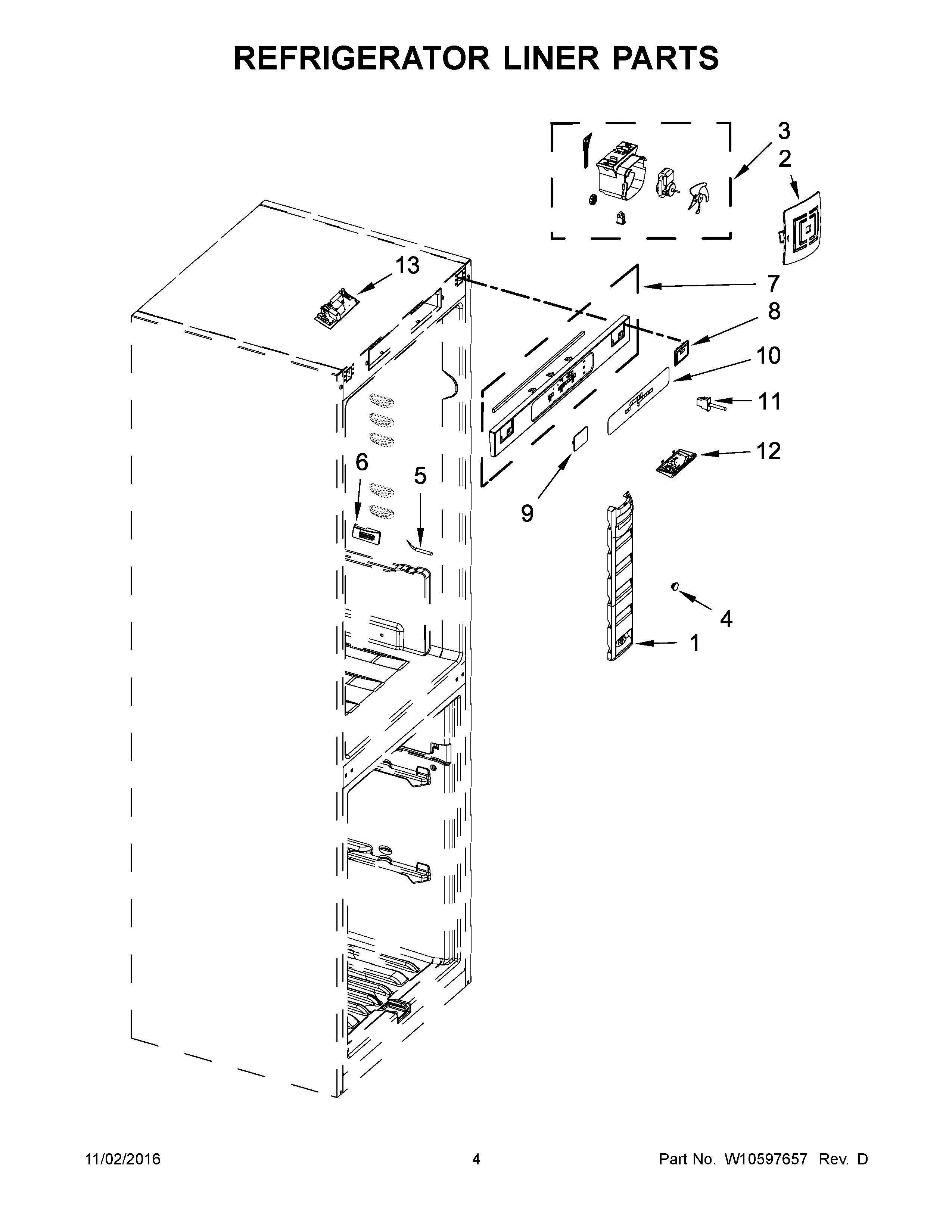 REFRIGERATOR LINER PARTS