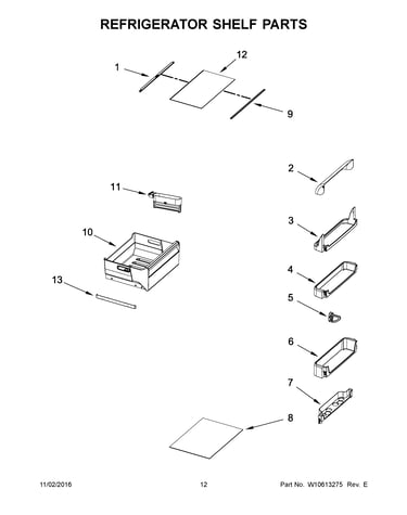 Refrigerator shelf parts