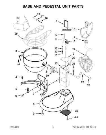 Base and pedestal unit parts