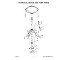 Whirlpool 3DWTW3000FW0 gearcase, motor and pump parts diagram