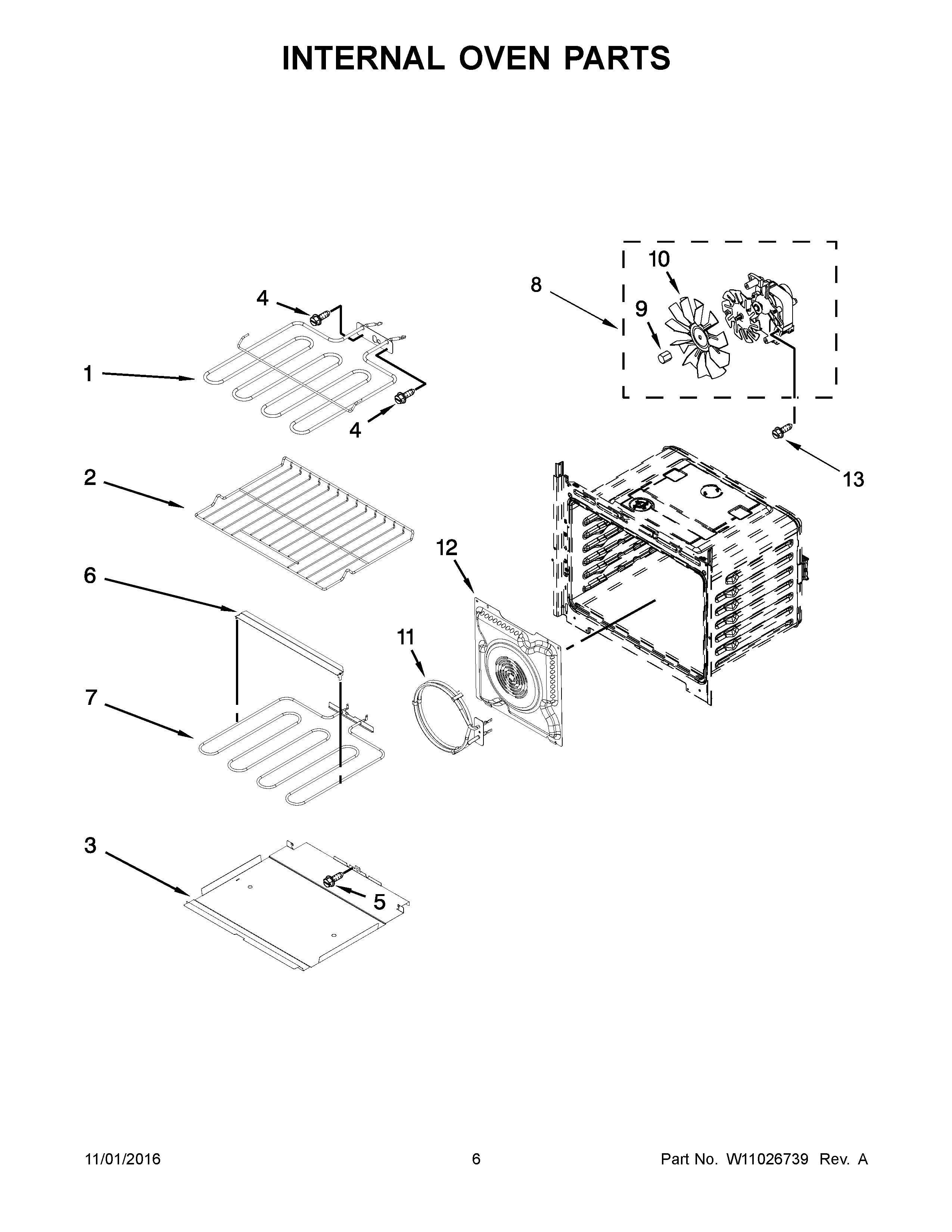 Internal oven parts