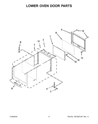 Lower oven door parts
