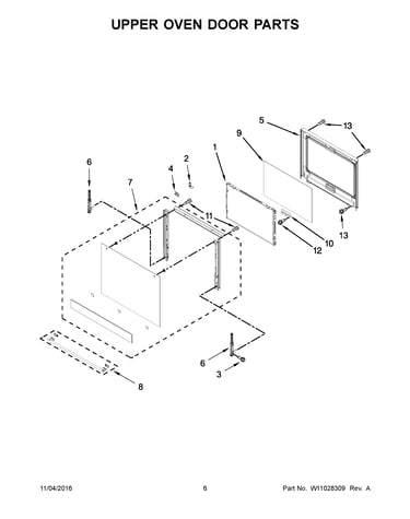 Upper oven door parts