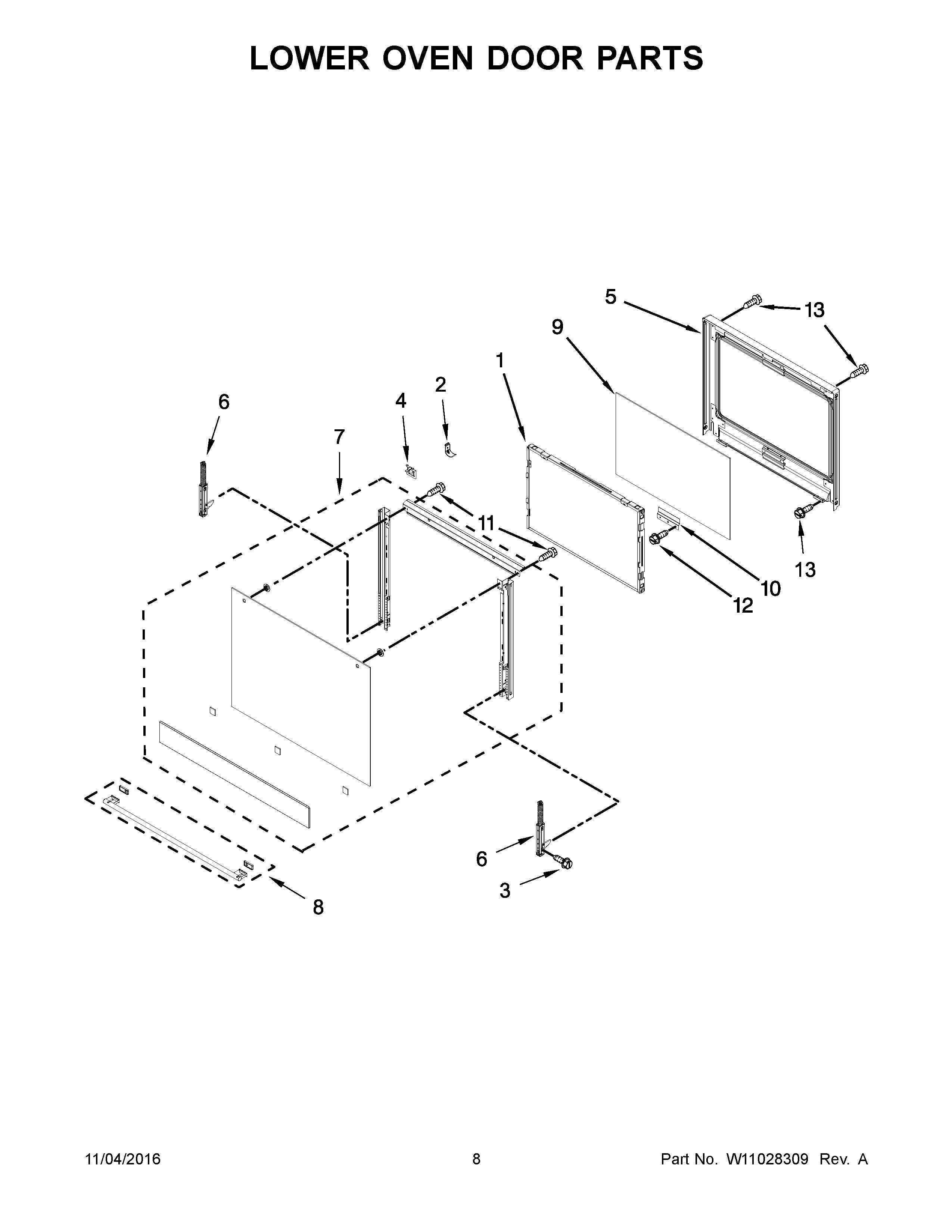 LOWER OVEN DOOR PARTS