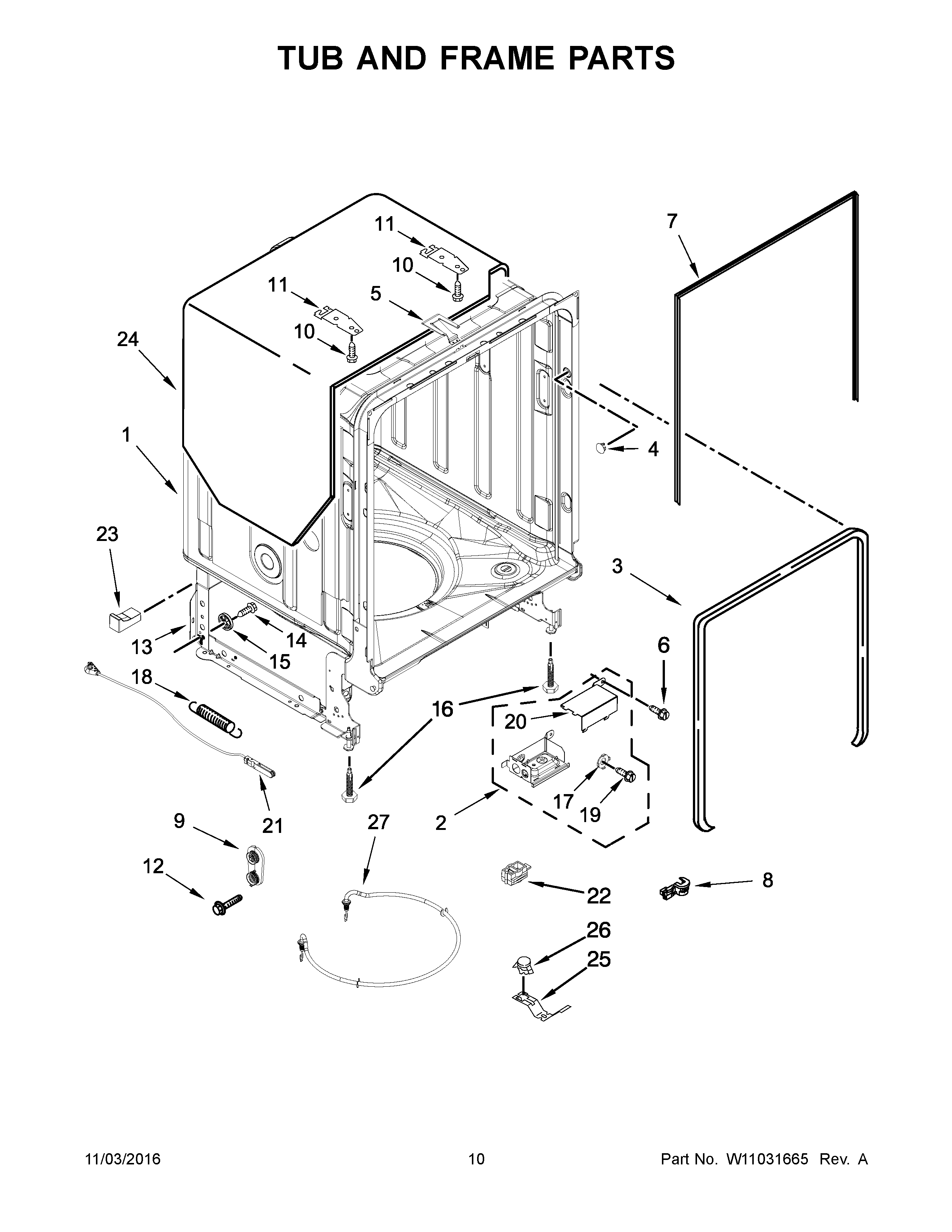 Tub and frame parts