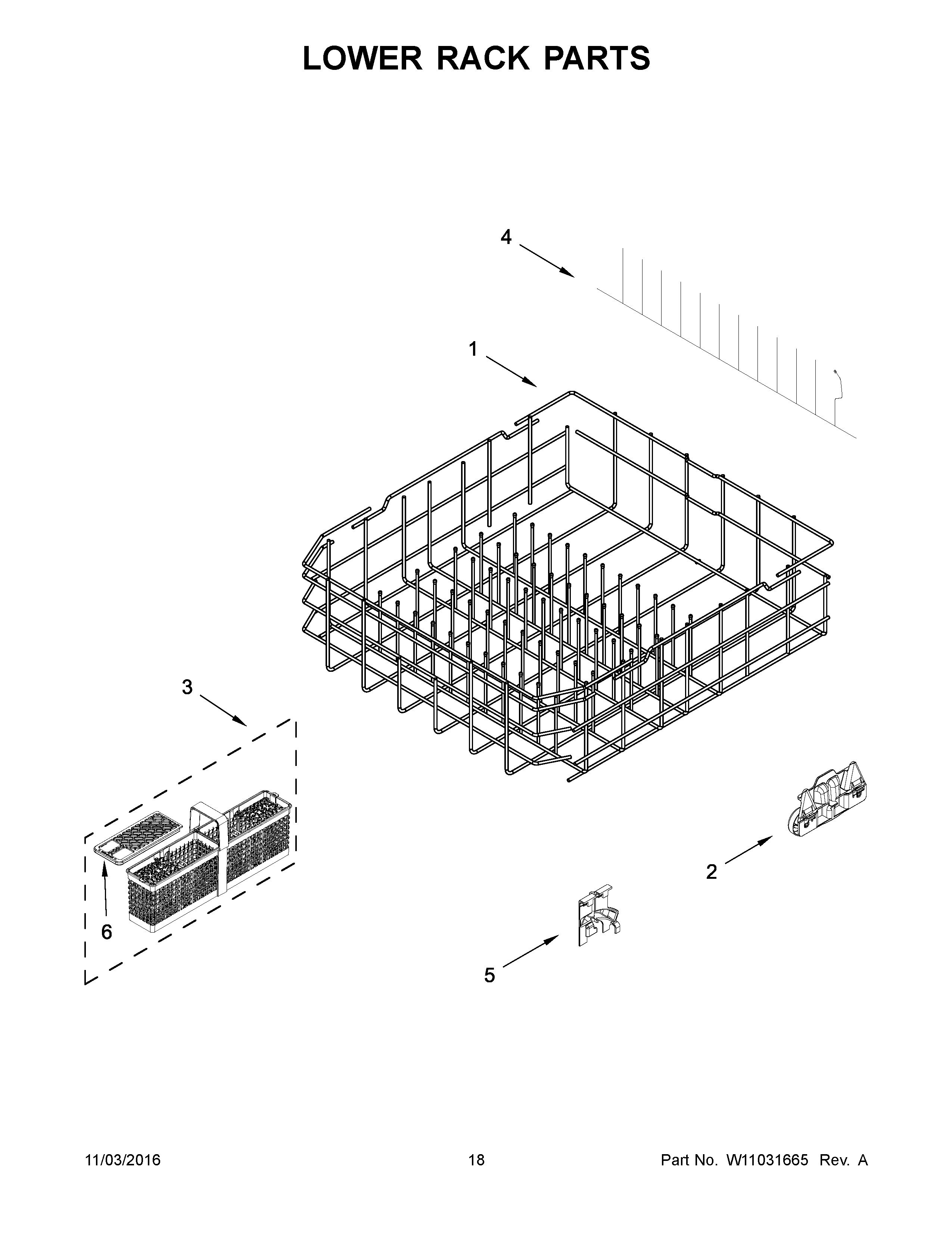 Lower rack parts