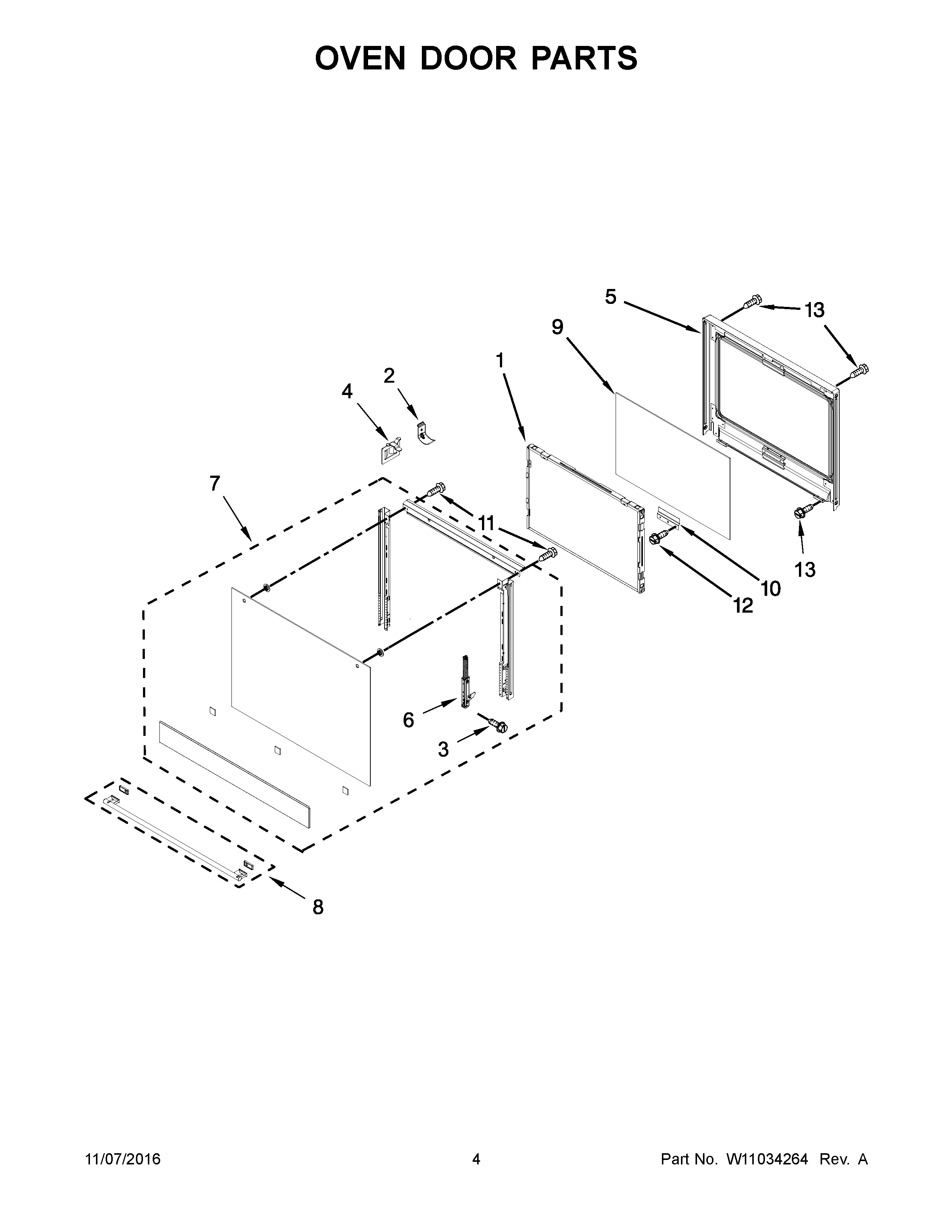 Oven door parts