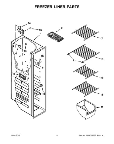 Freezer liner parts